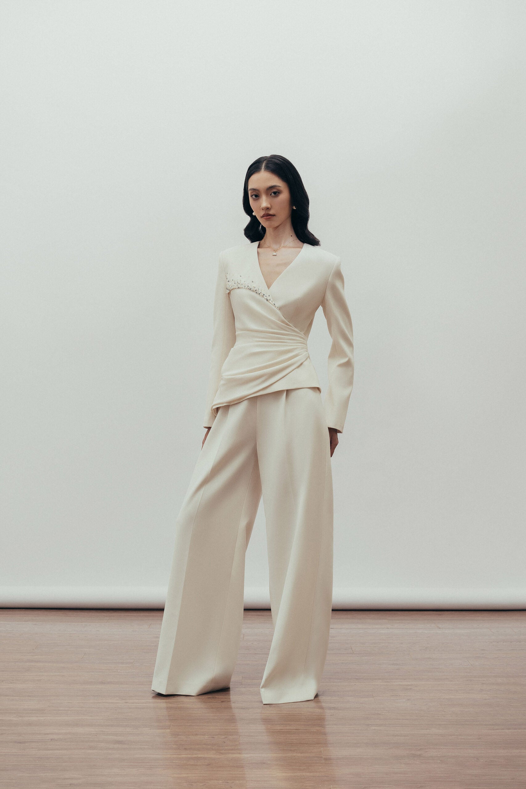 Lyra Peplum Top & Classic Trousers