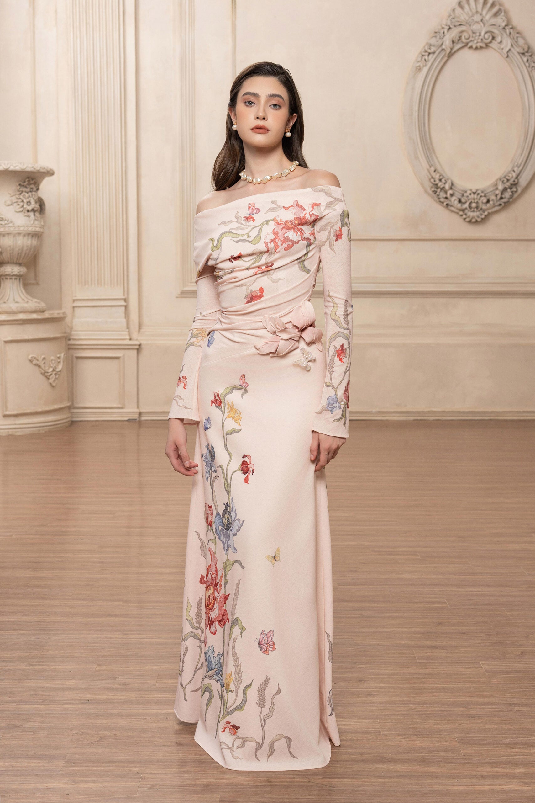 Garden Goddess Mermaid Dress - Off-Shoulder 3D Floral Gown VL1001 Garden Goddess Mermaid Dress - Off-Shoulder 3D Floral Gown VL1001