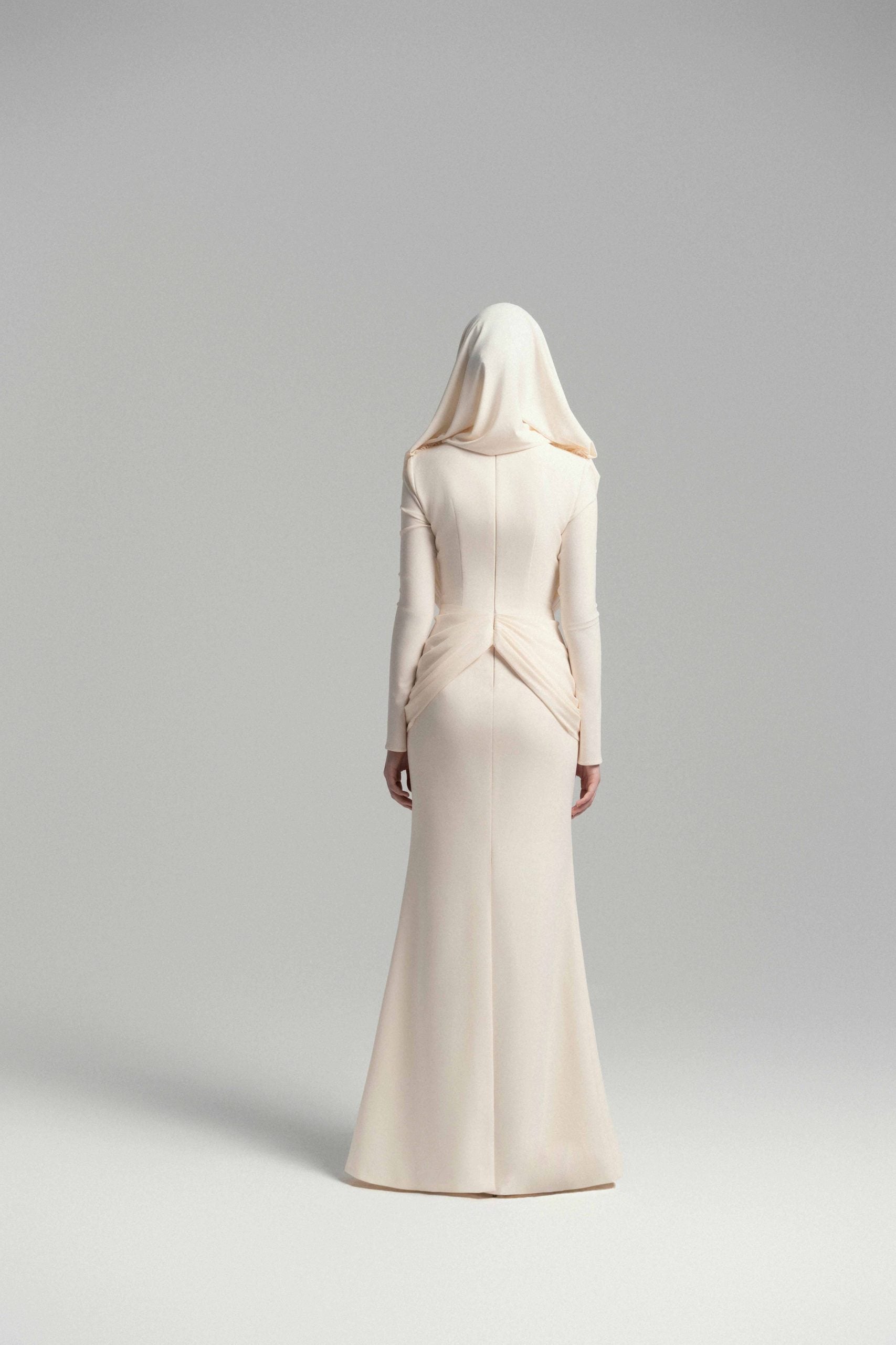 Mystique Hooded Lace Evening Gown VL1015