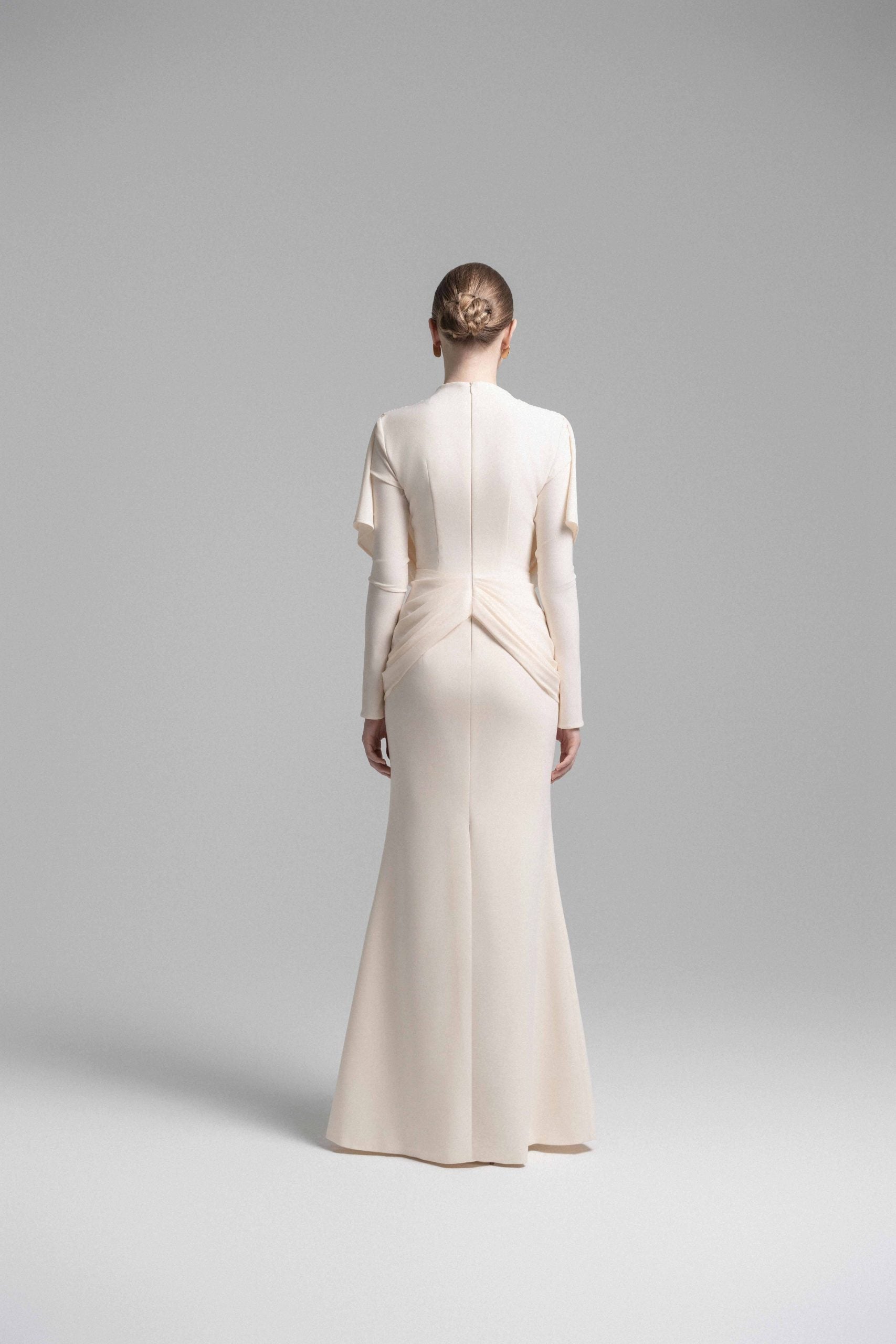 Mystique Hooded Lace Evening Gown VL1015