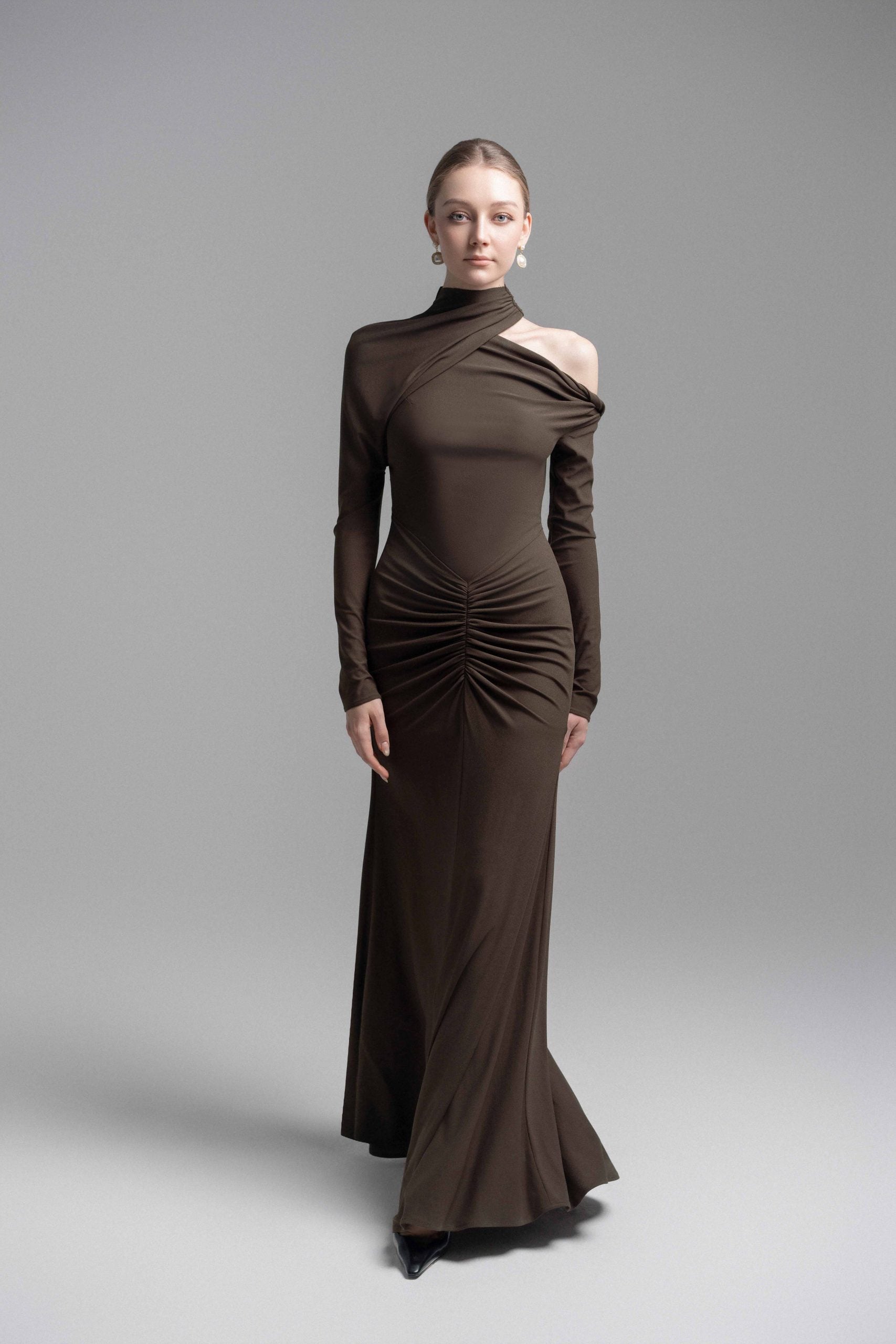 halter top dress pattern Black Halter Draped Maxi Dress 2 main image 1