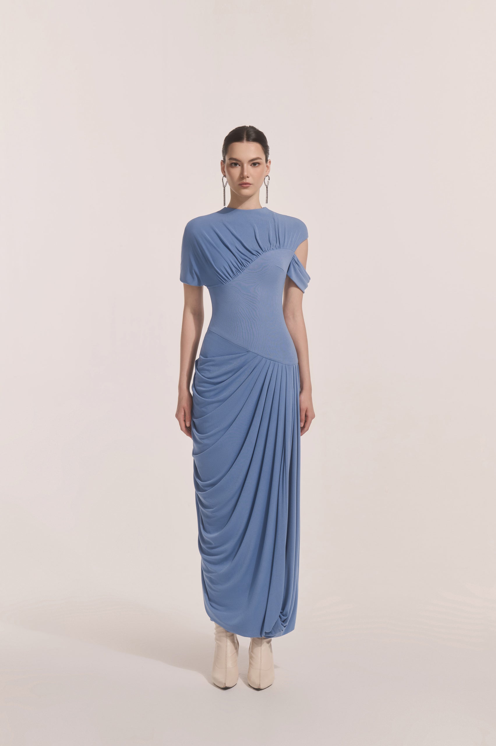 midi blue corset dress WFG BLUE TULLE CORSET MIDI DRESS WITH BEADING