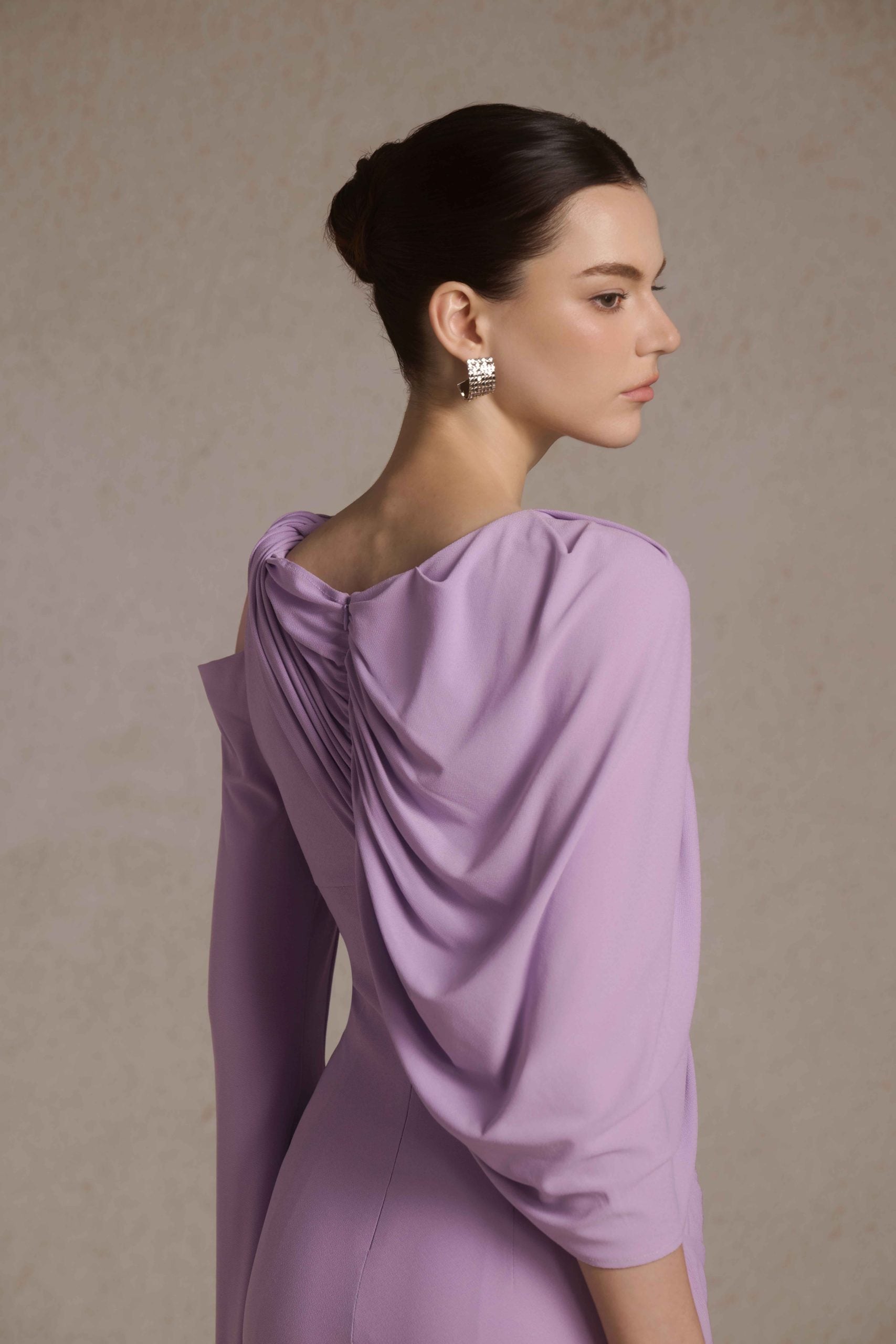 sheer panelled draped midaxi dress in dusty lilac Hope & Ivy Plus flutter sleeve wrap midaxi dress in lilac floral