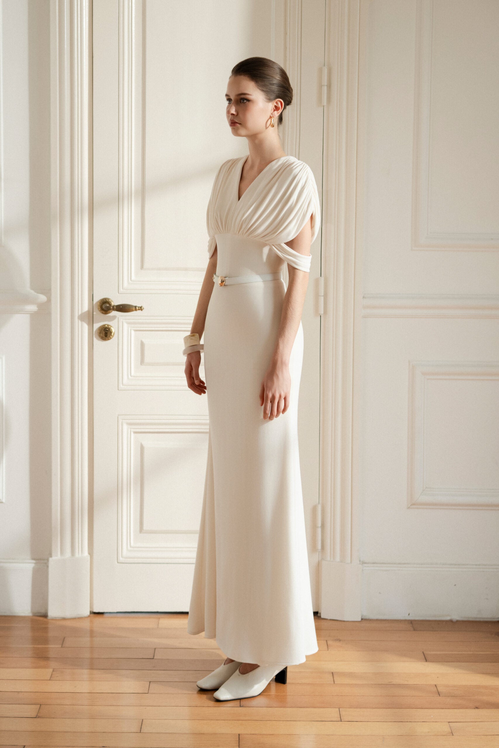 Echo Drape Dress in White