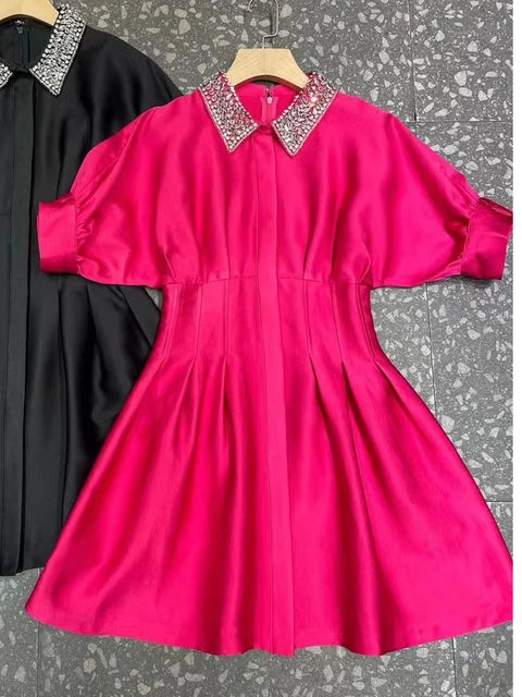 DRESS STYLE - SY625-short dress-onlinemarkat-Rose Red-S - US 4-onlinemarkat