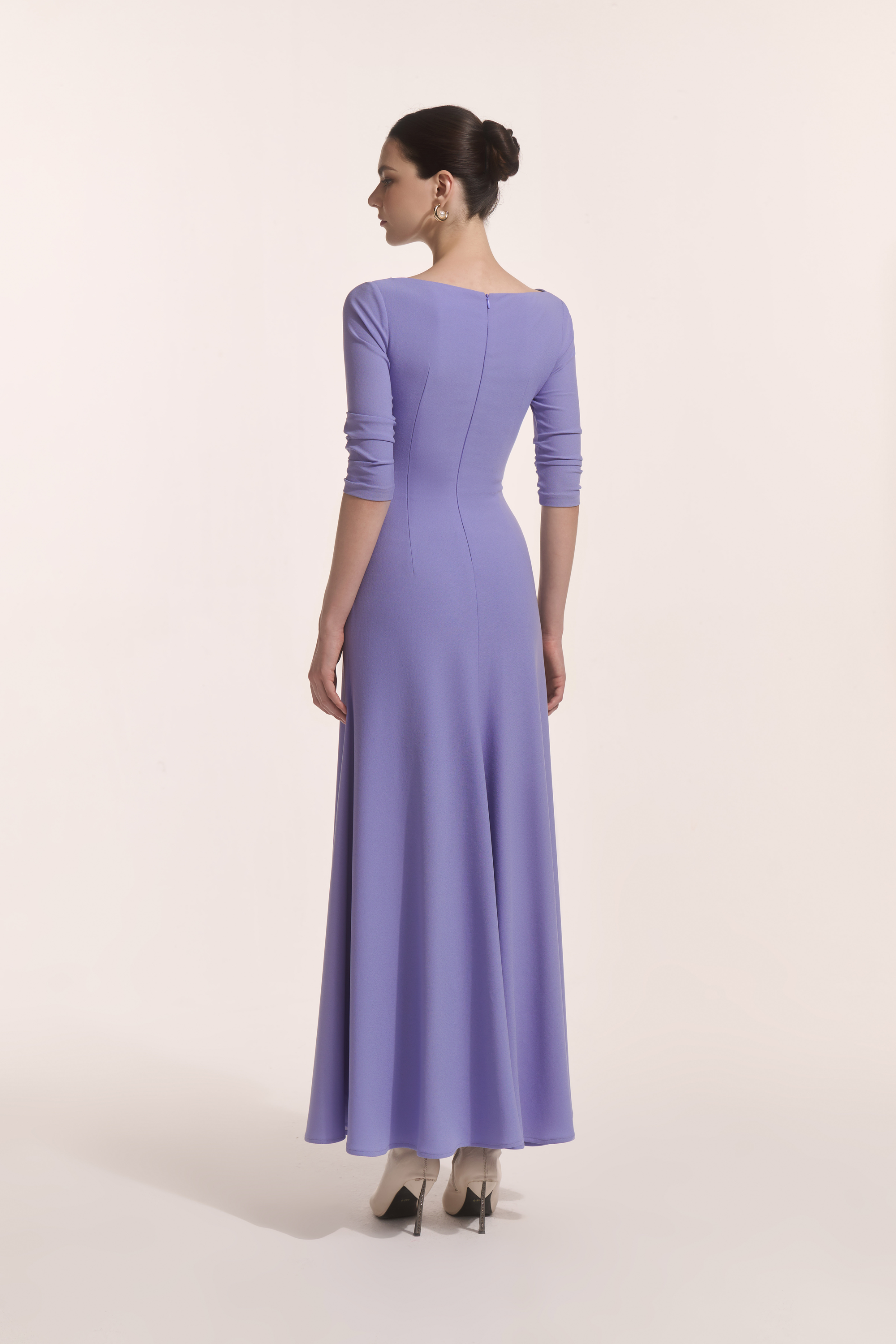 Alba Asymmetric Knot Dress in Lavender
