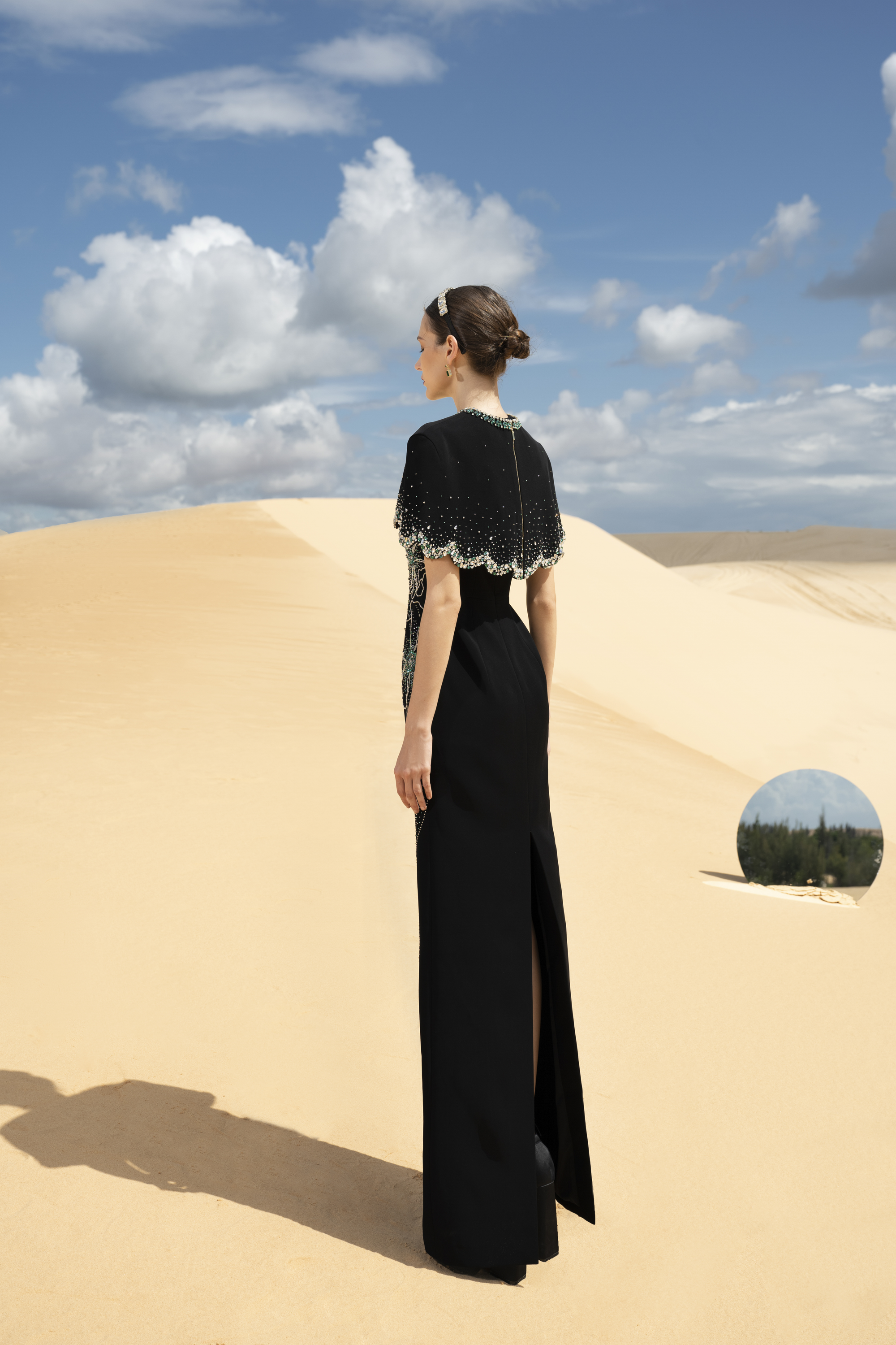 Analisa Cape Sleeveless Velvet Satin Maxi Set