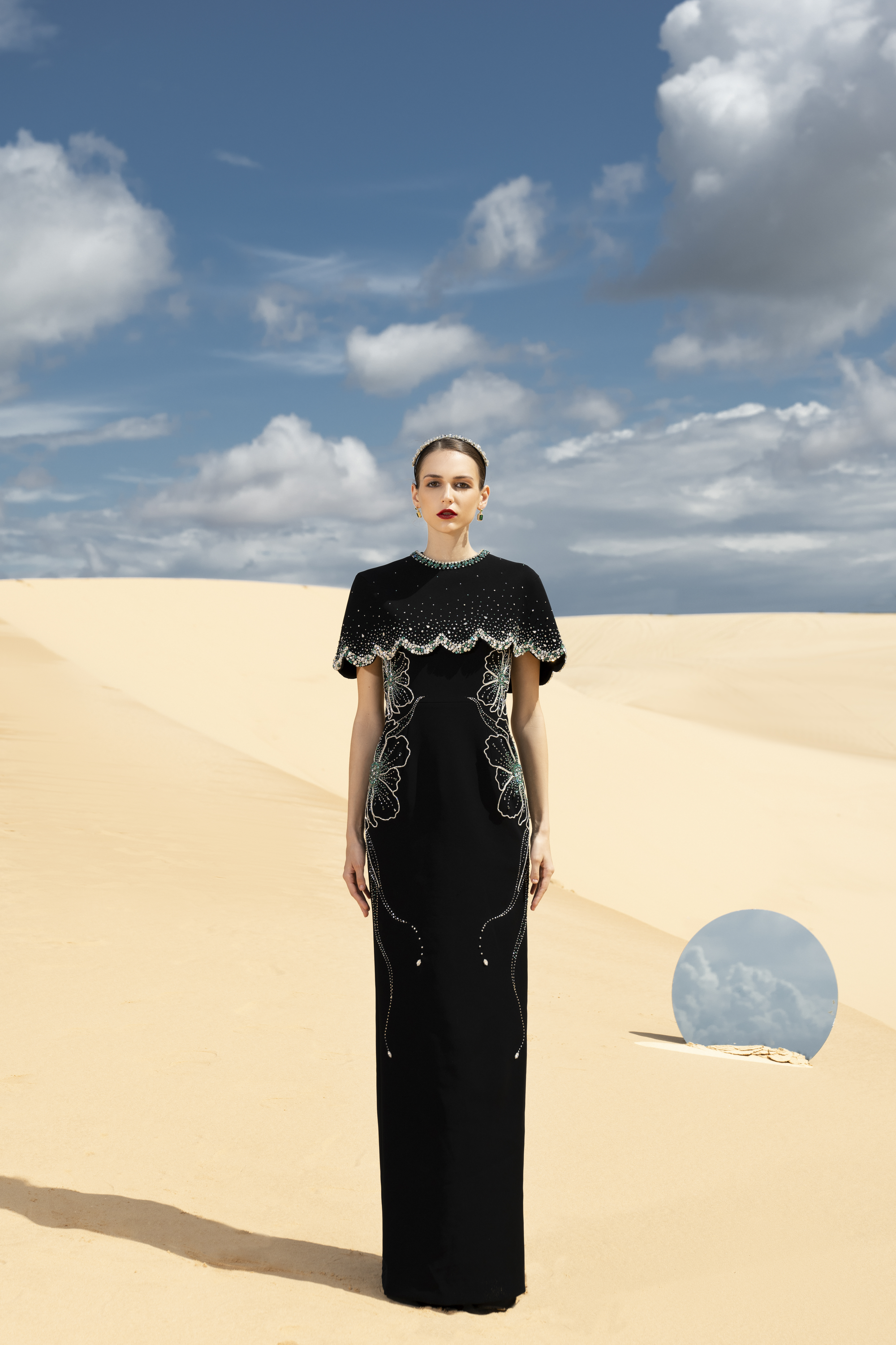 Analisa Cape Sleeveless Velvet Satin Maxi Set