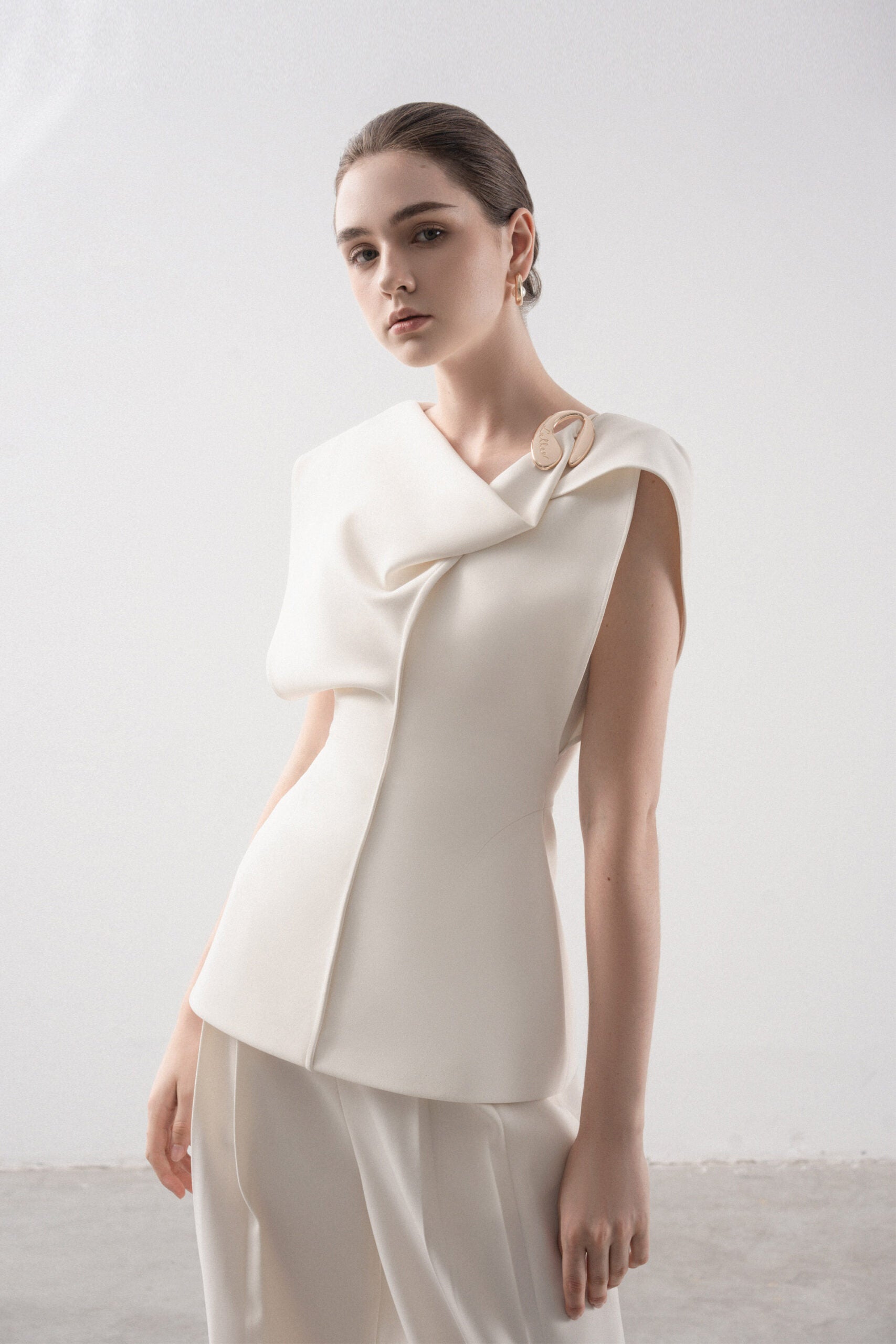 Annata Asymmetrical Cape Sleeves Blouse