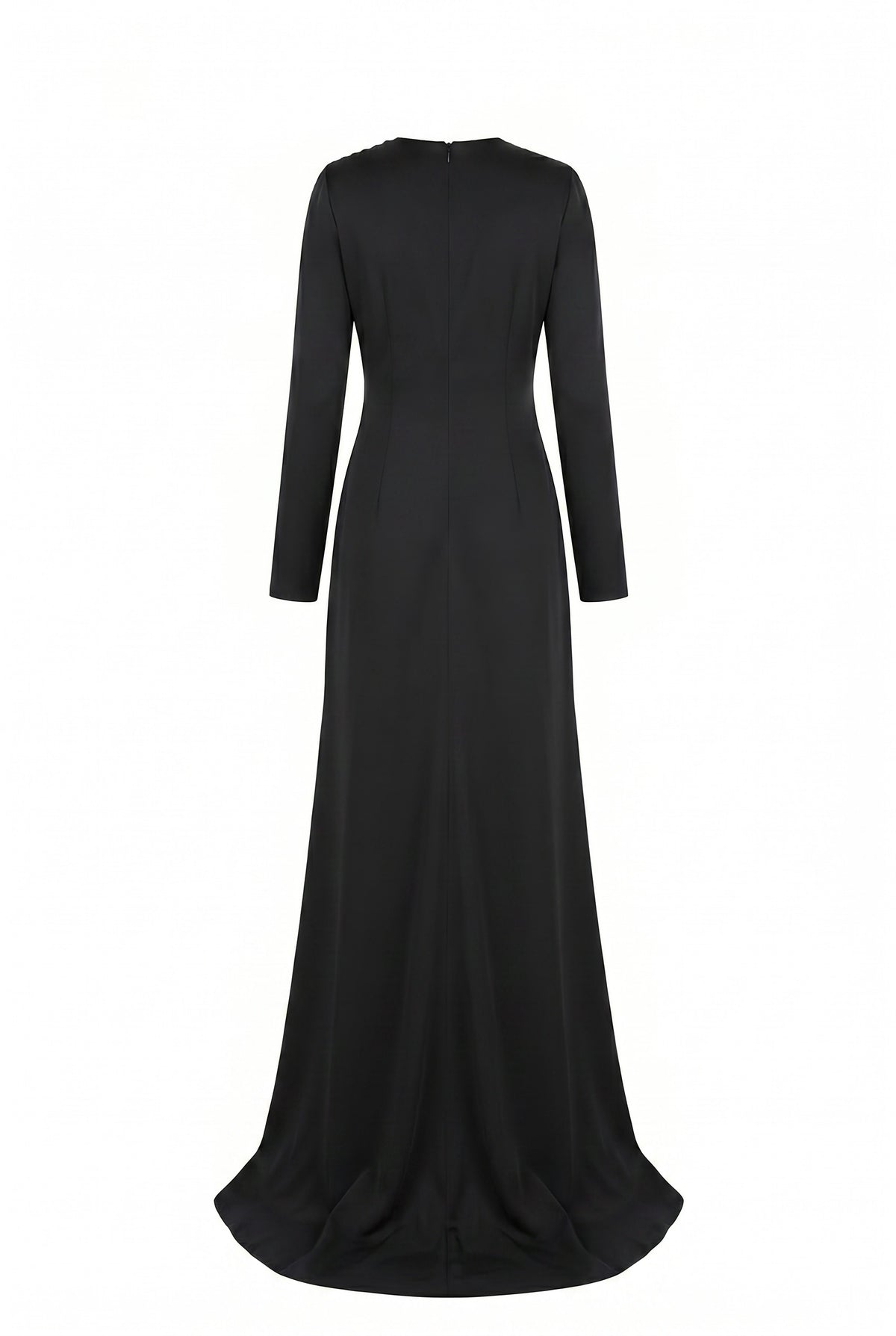 Antonia Straight Long Sleeved Taffeta Silk Maxi Dress