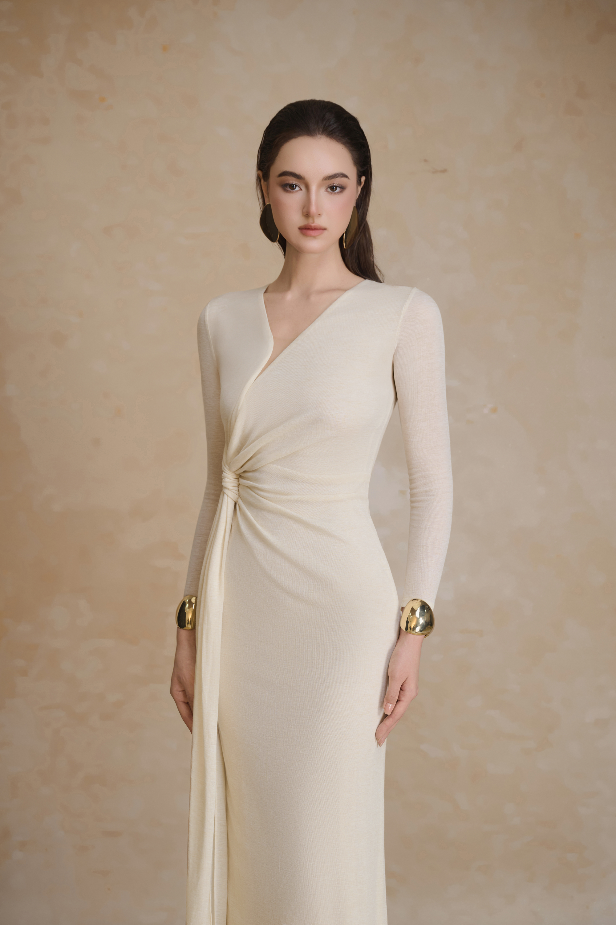 slim fit dress slacks Golden Luxe Dress – Gold Rhinestone Bodycon Party Dress main image 1