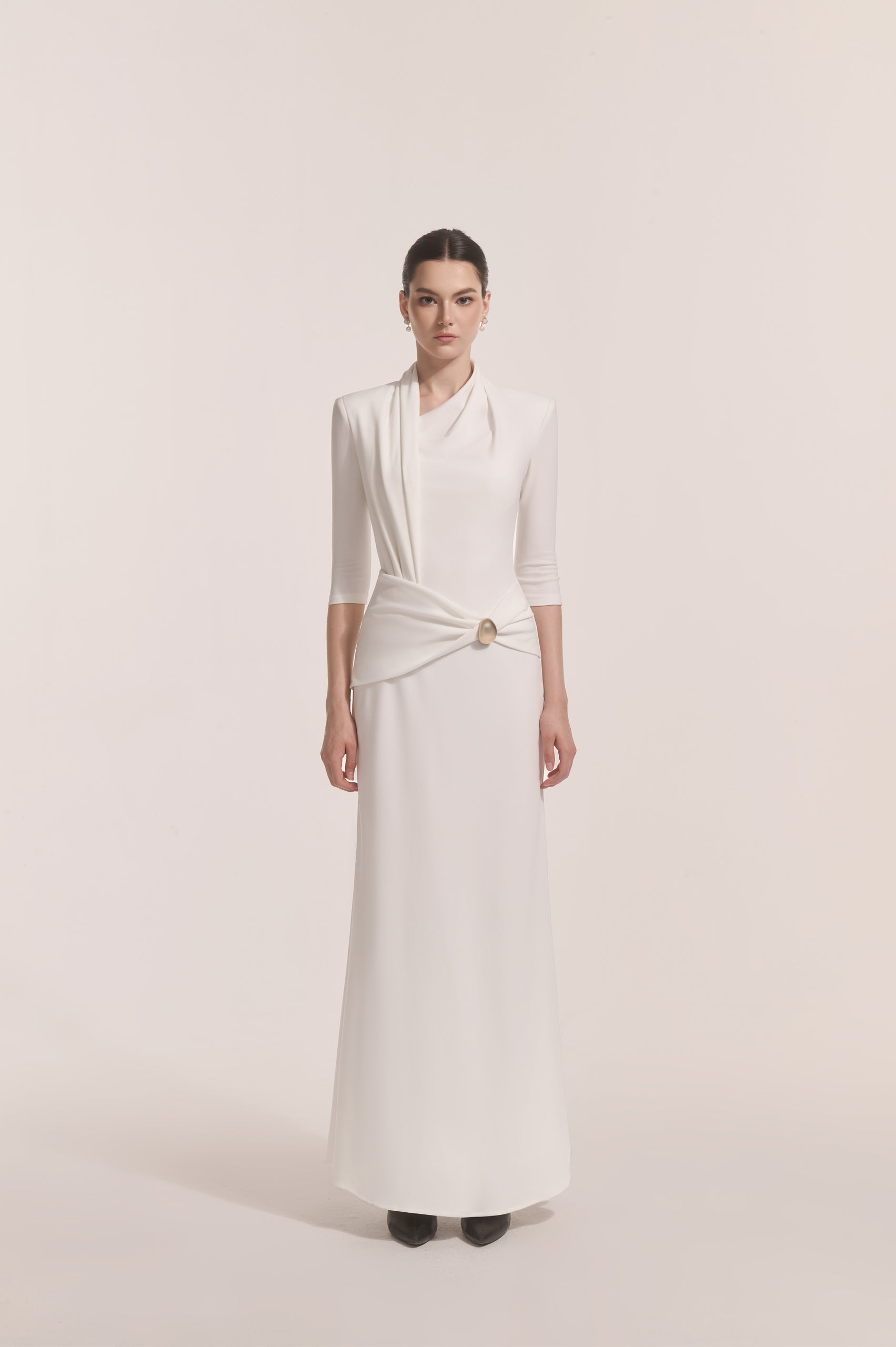 Astra Draped Midi in Ivory
