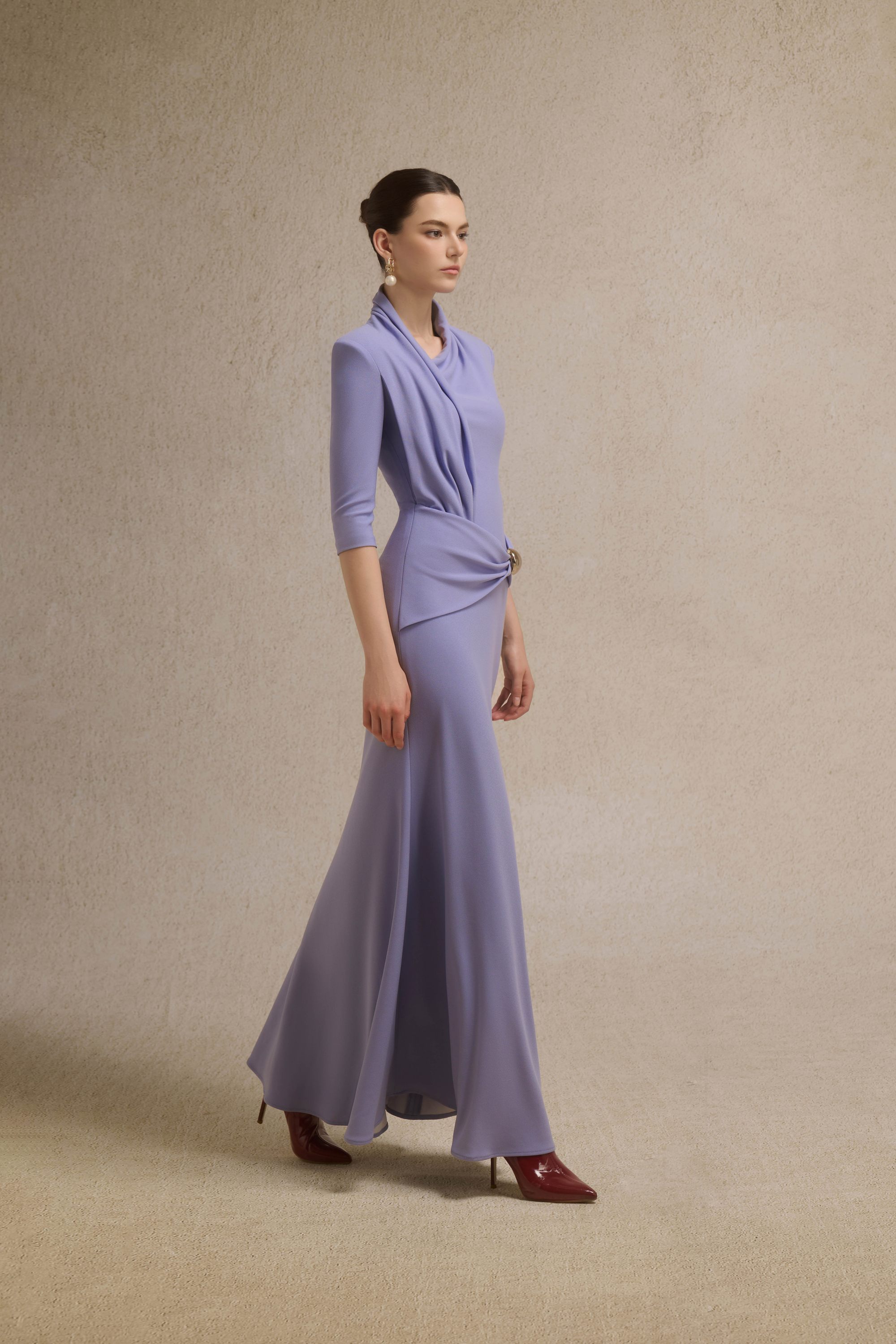 Astra Draped Midi in Lavender