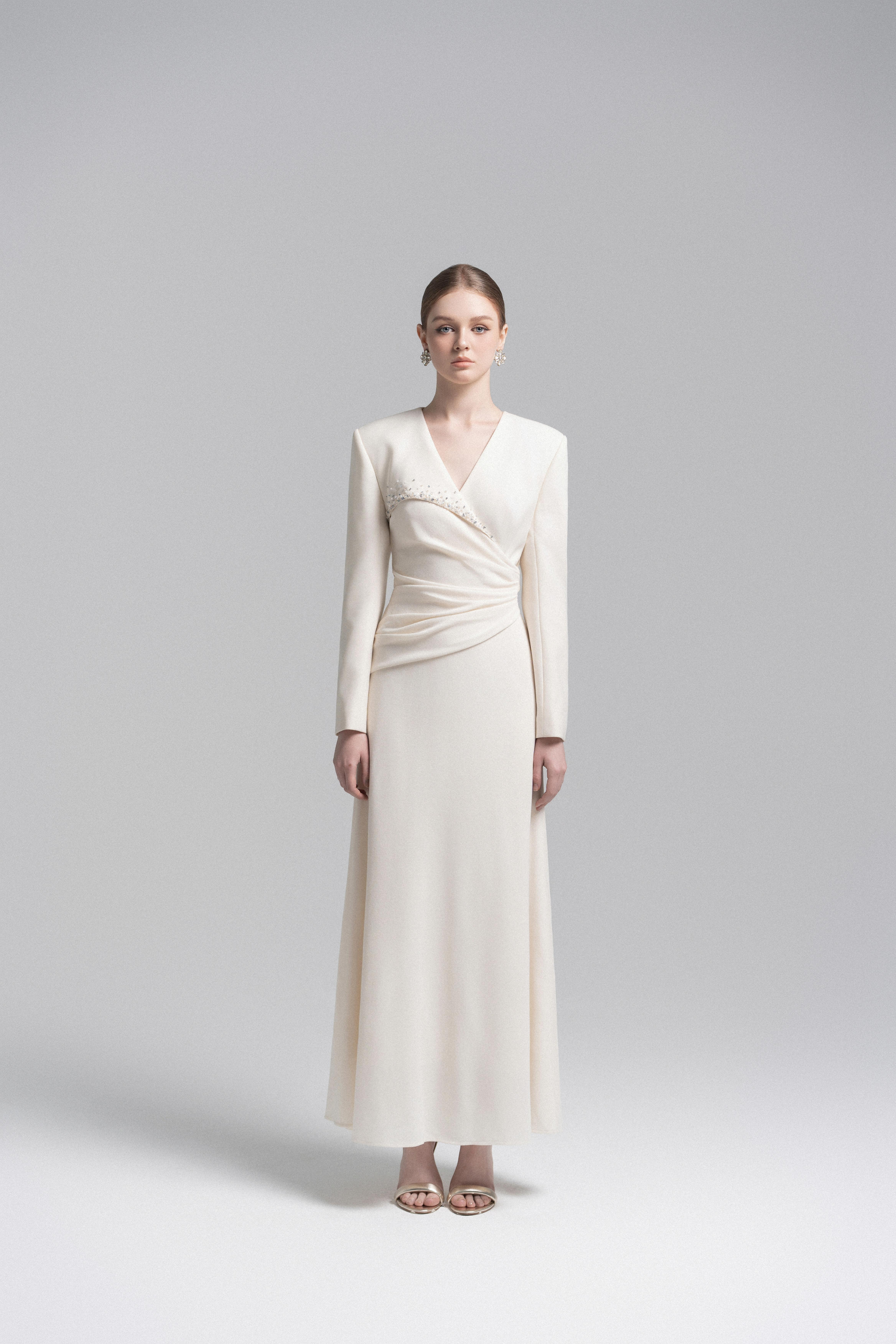 Asymmetrical Lapel Crystal Blazer Dress