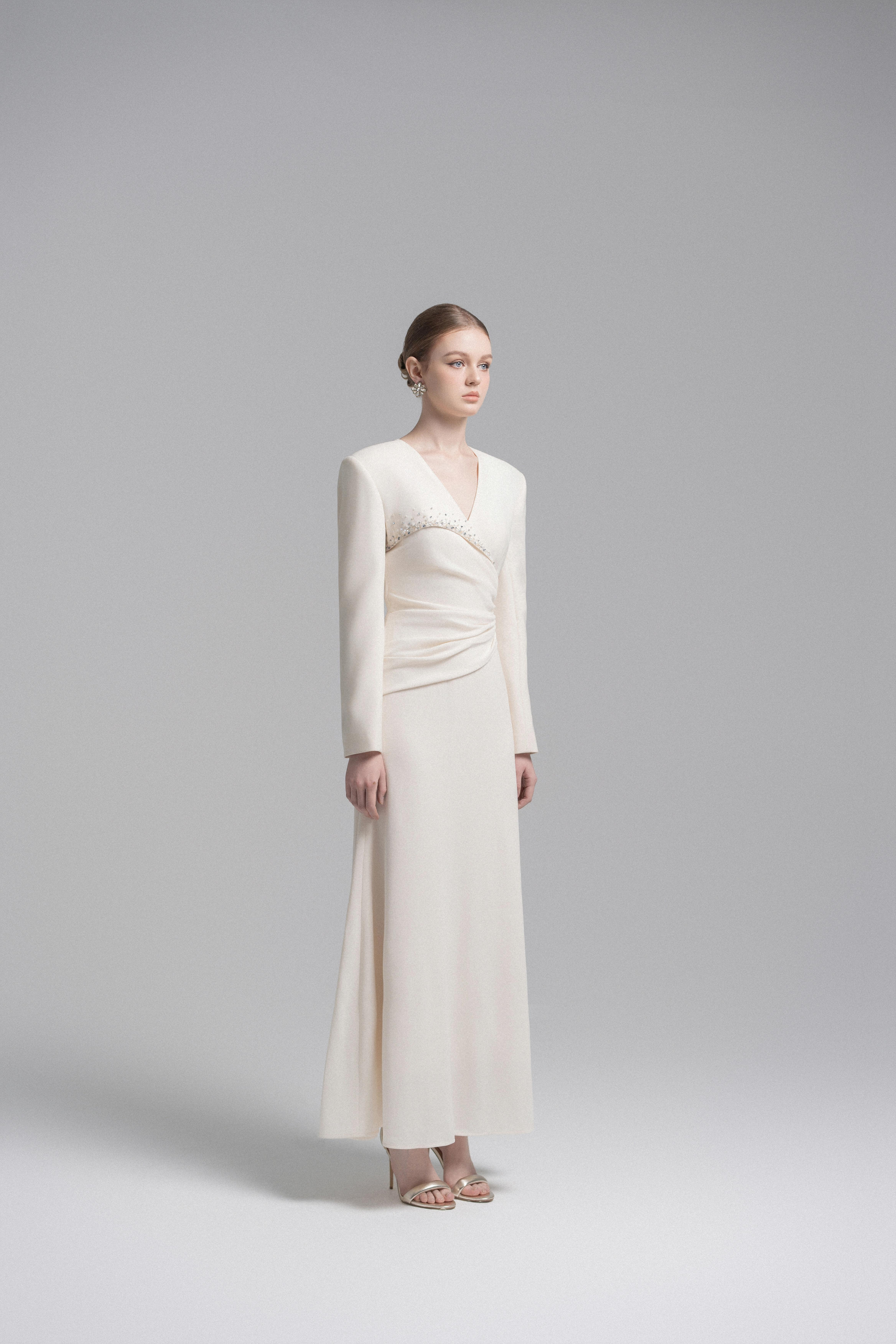 Asymmetrical Lapel Crystal Blazer Dress