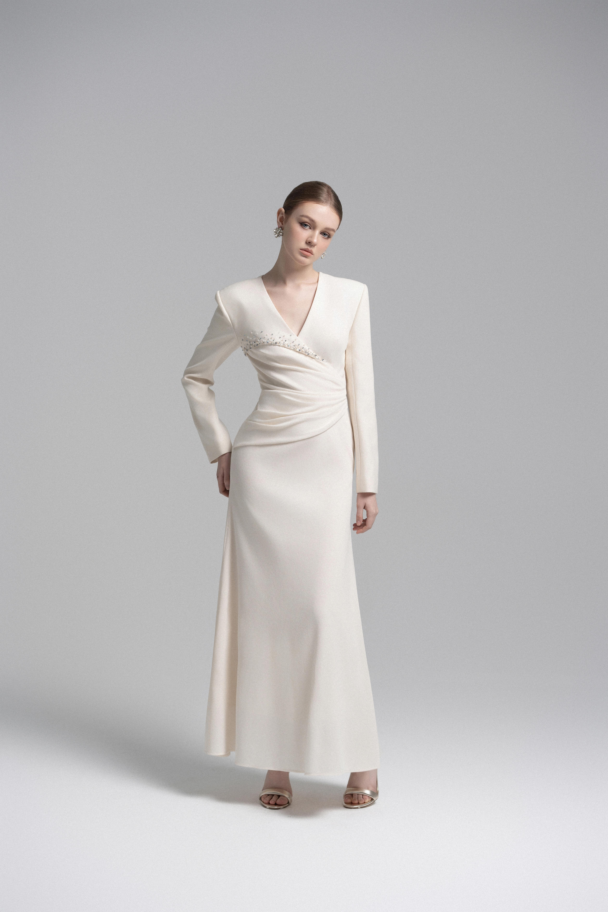 Asymmetrical Lapel Crystal Blazer Dress