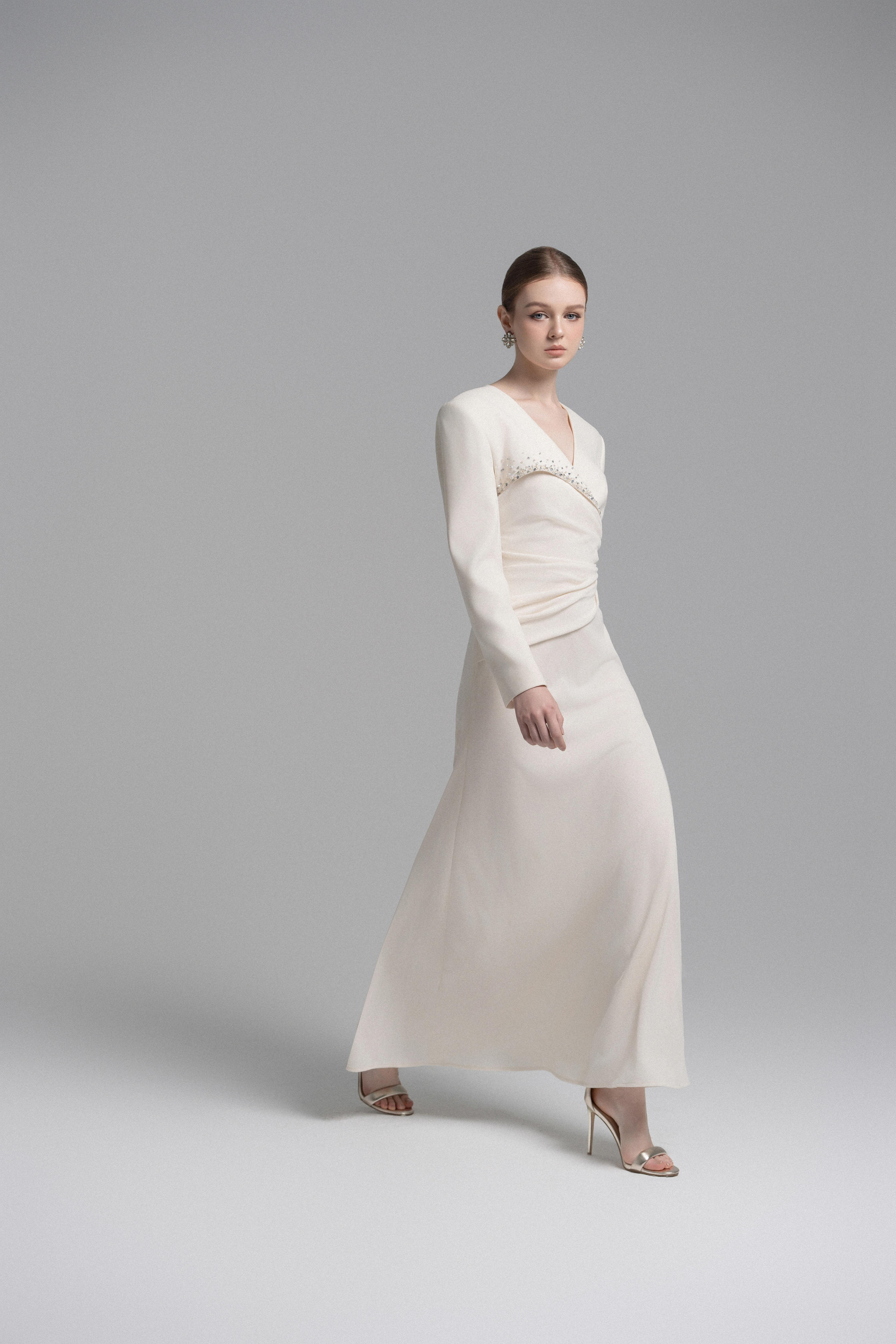 Asymmetrical Lapel Crystal Blazer Dress