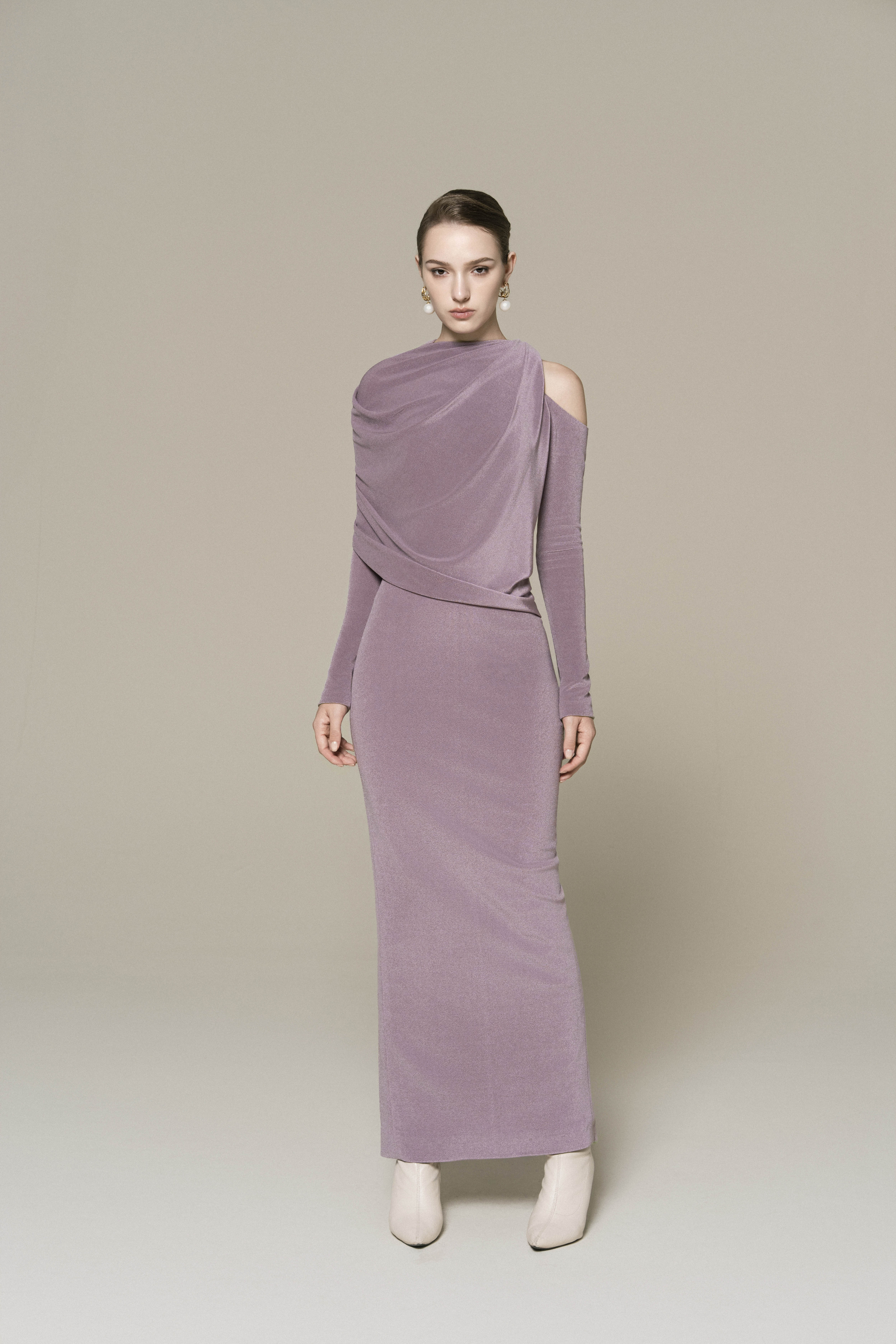 Asymmetry Whisper Midi Dress