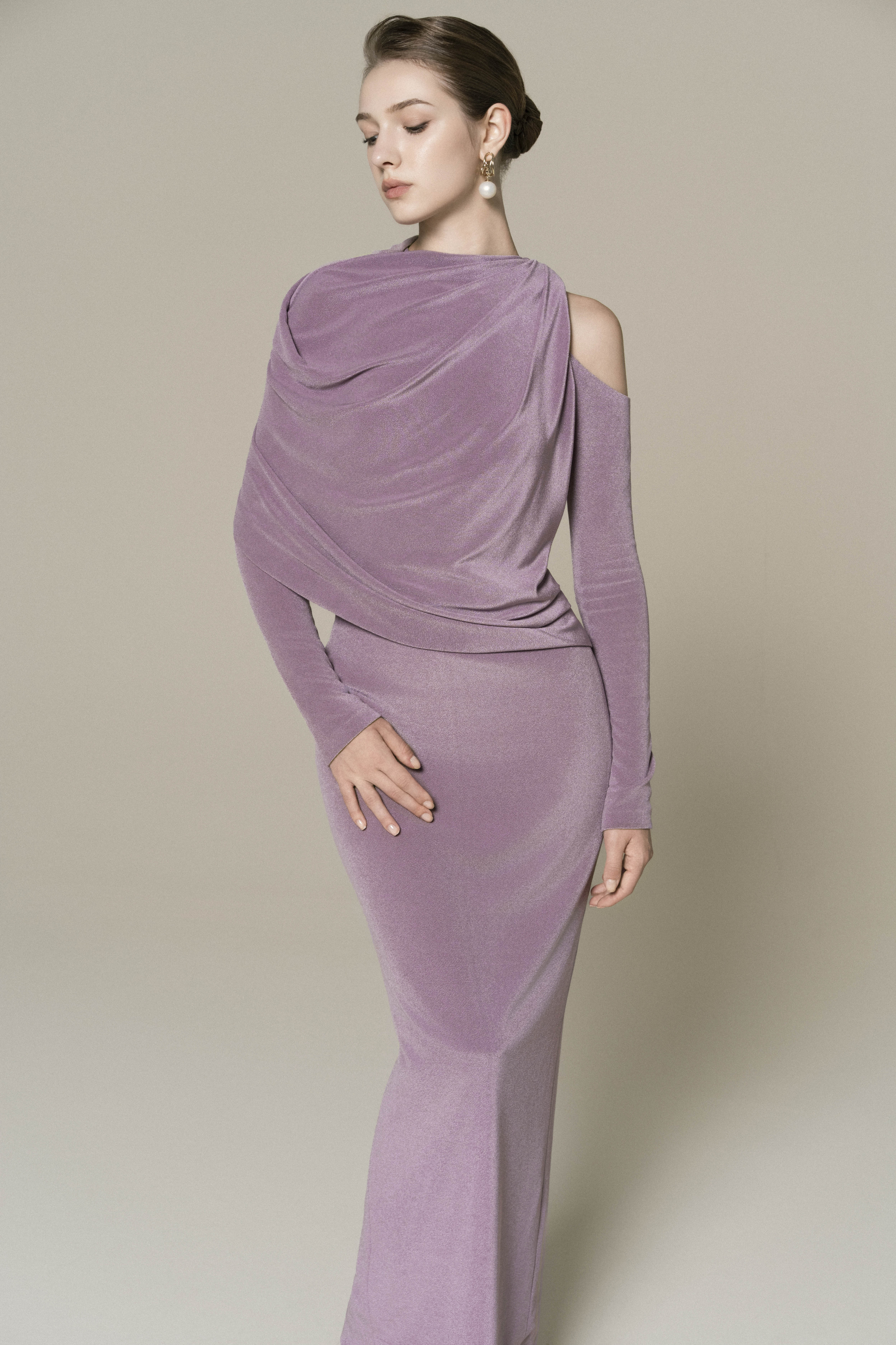 Asymmetry Whisper Midi Dress