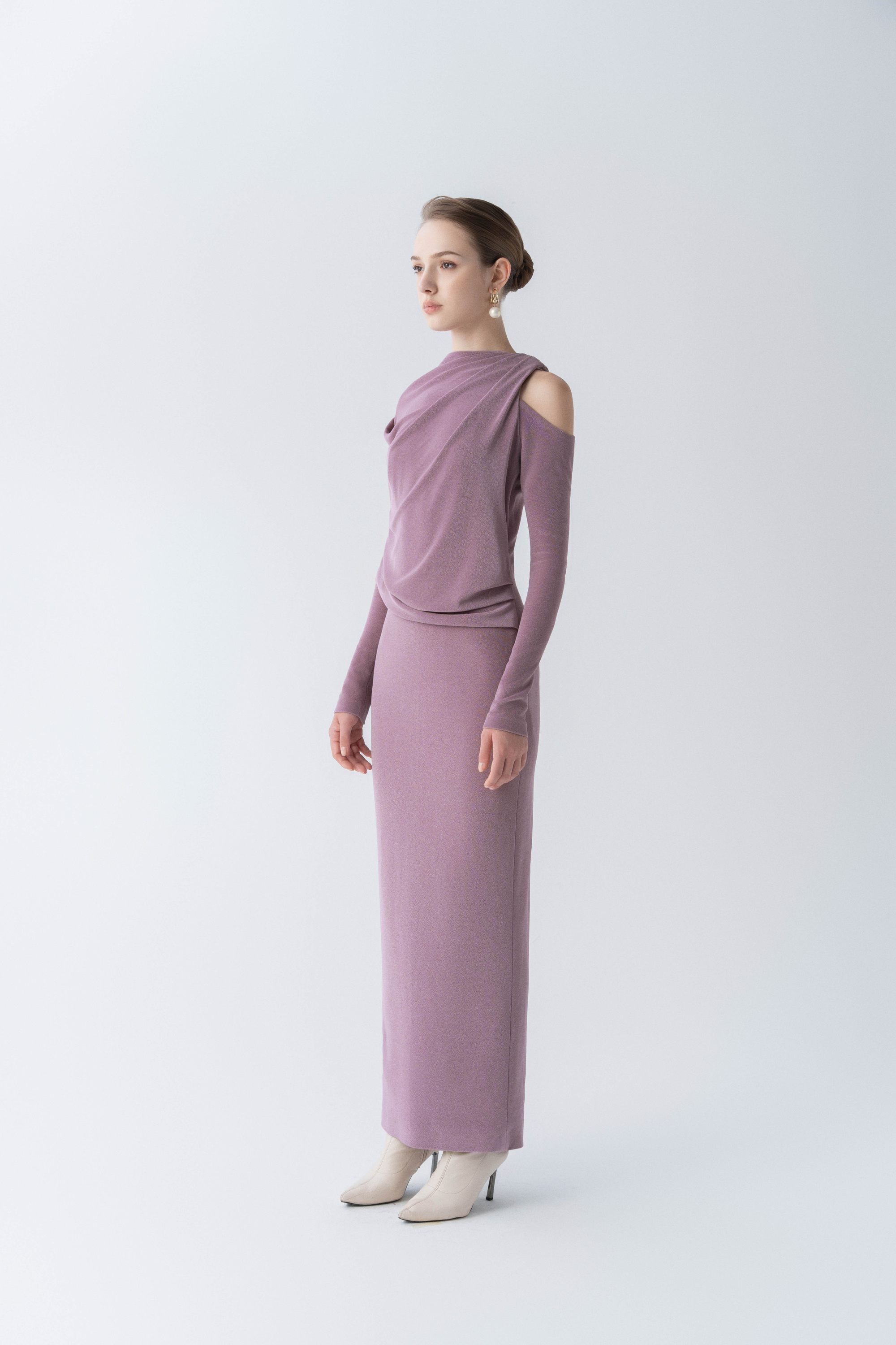 Asymmetry Whisper Midi Dress
