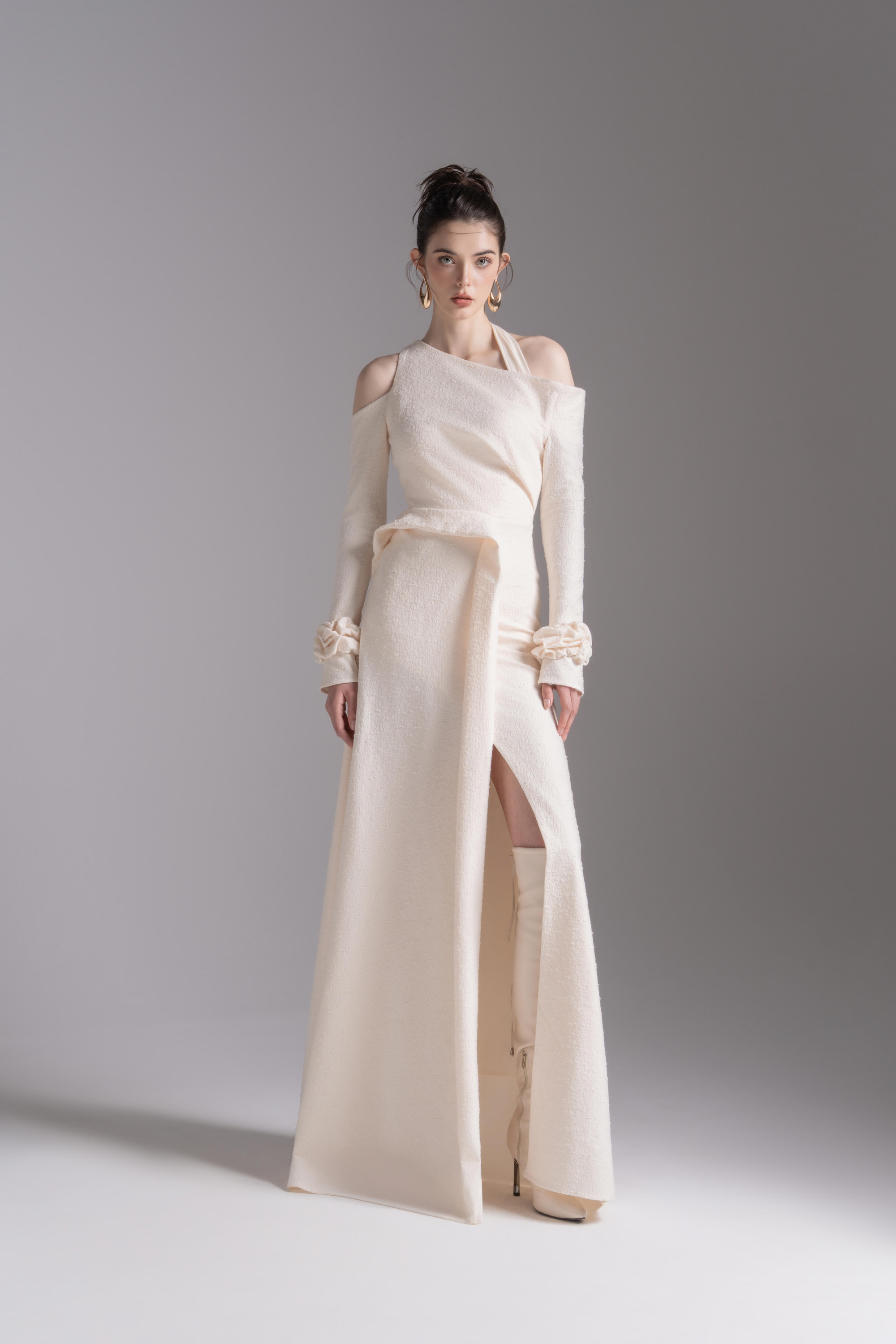 Aura Draped Midi in Cream