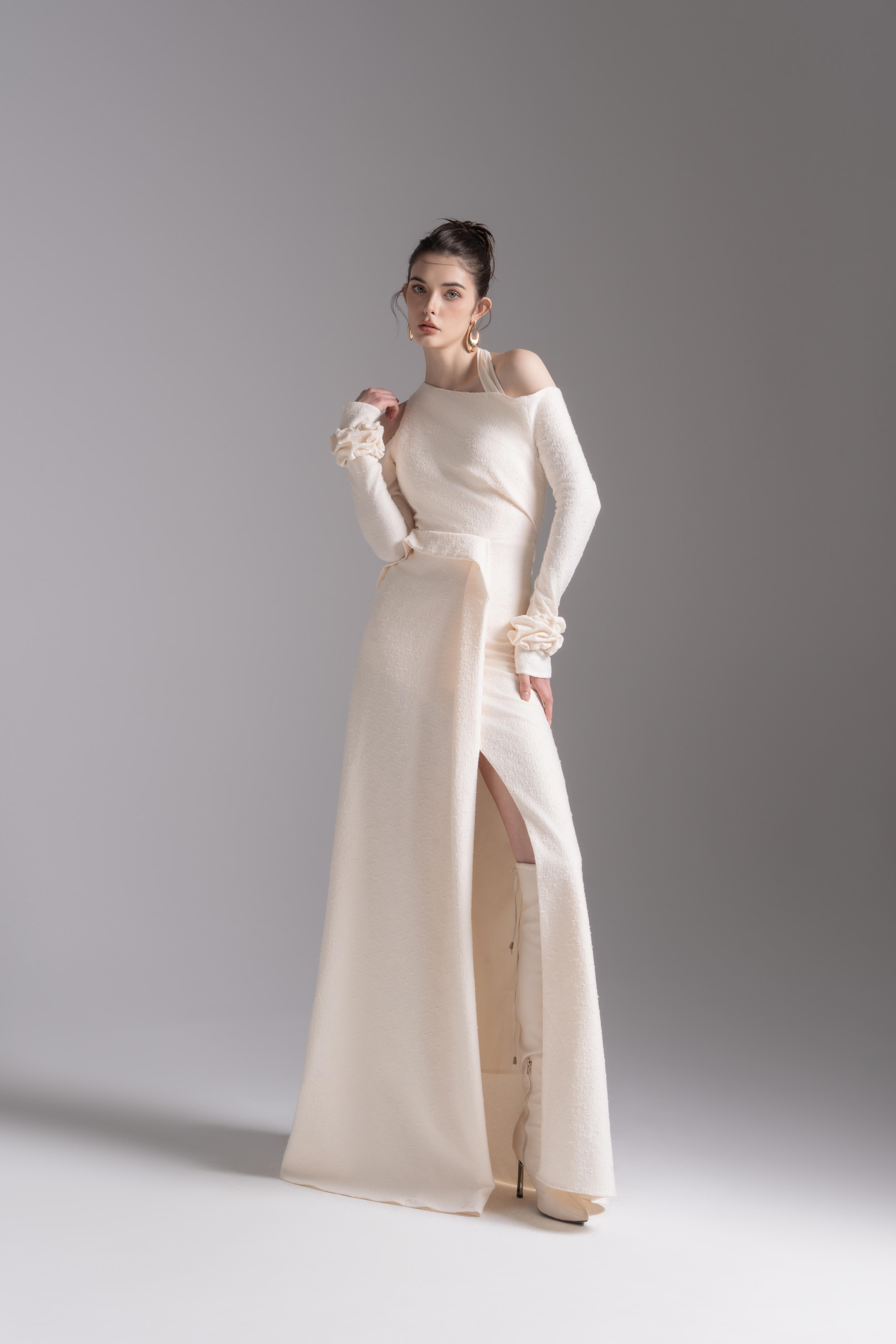 Aura Draped Midi in Cream