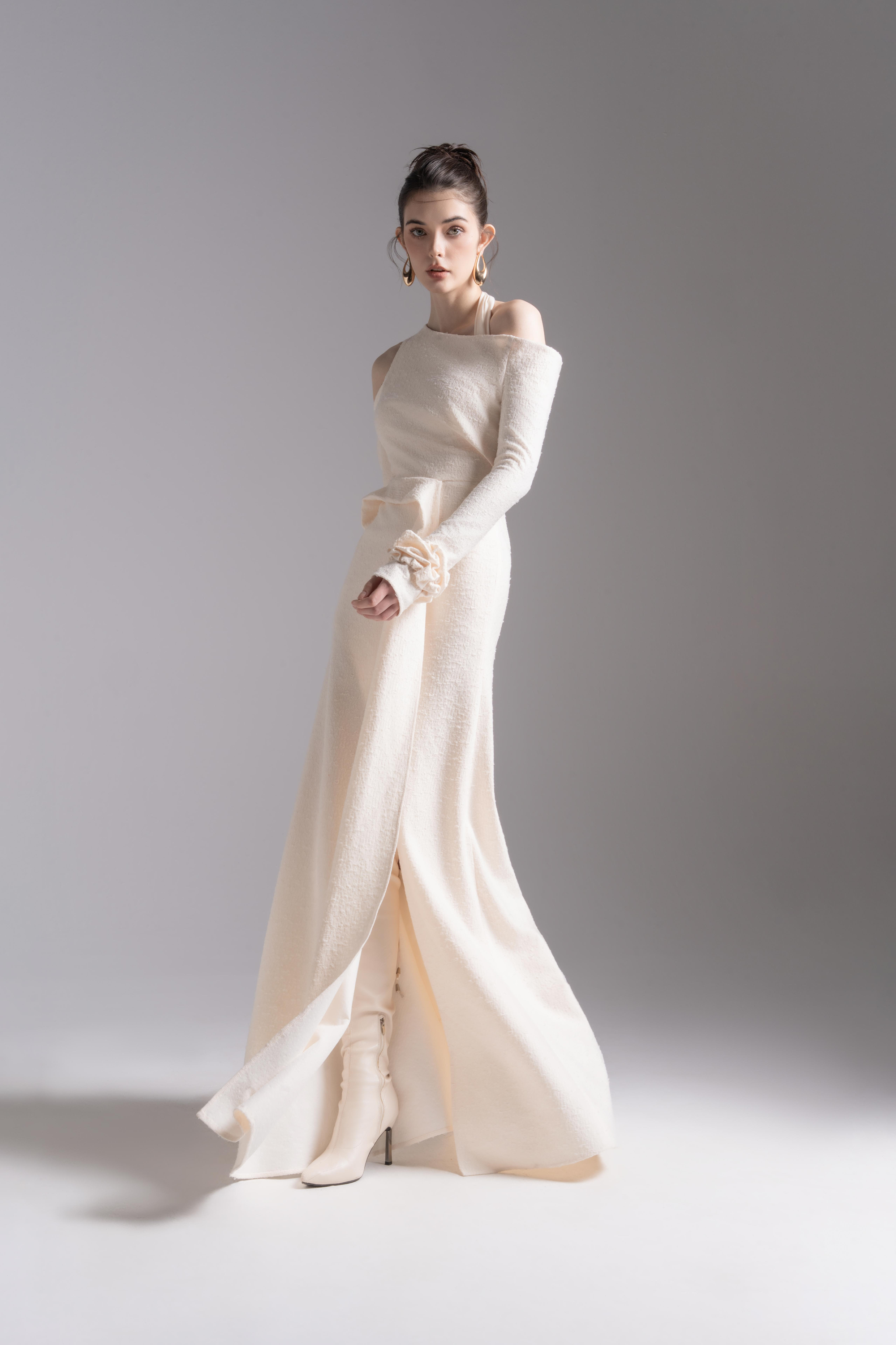 Aura Draped Midi in Cream