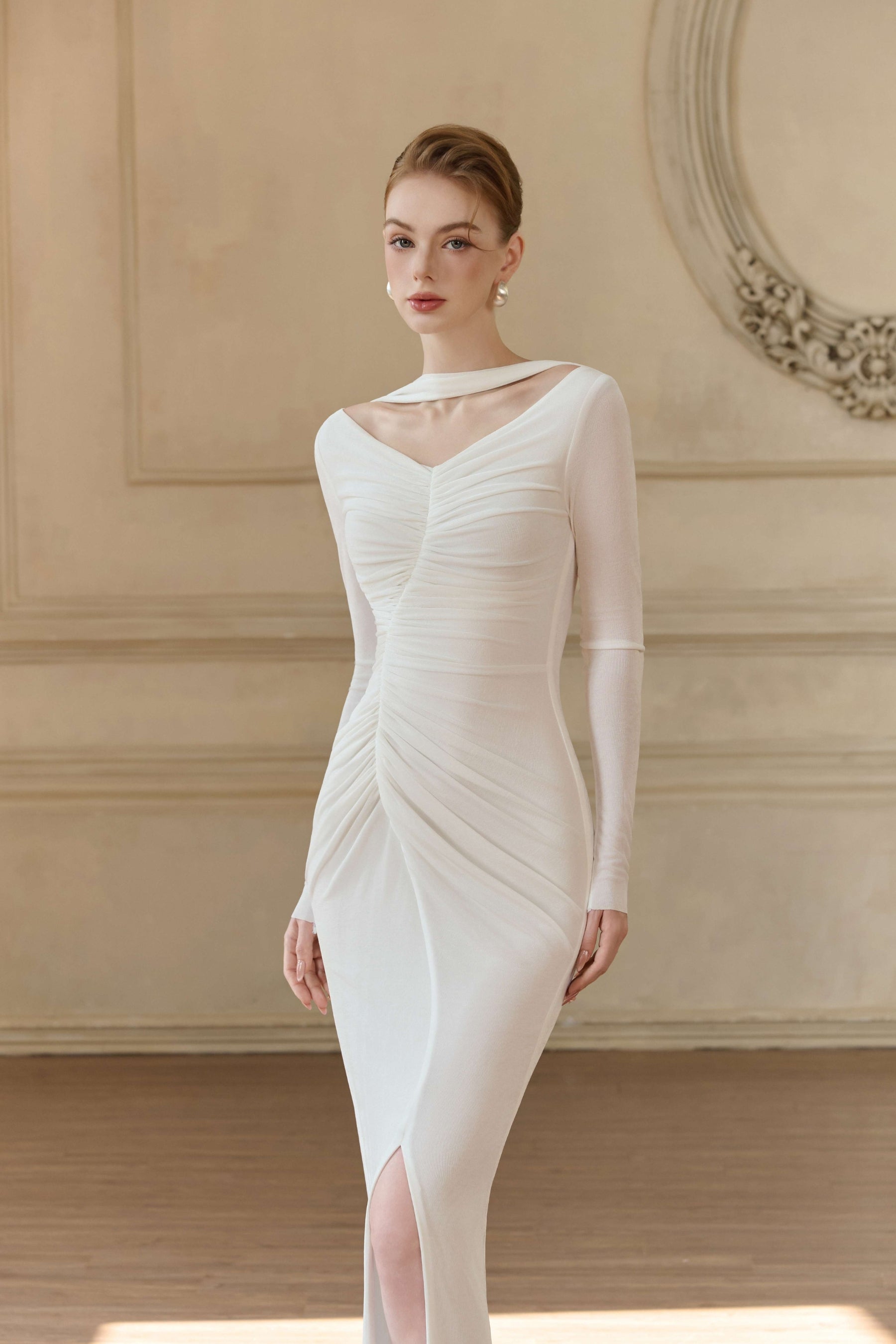 Ava Draped Long Sleeve Maxi Dress