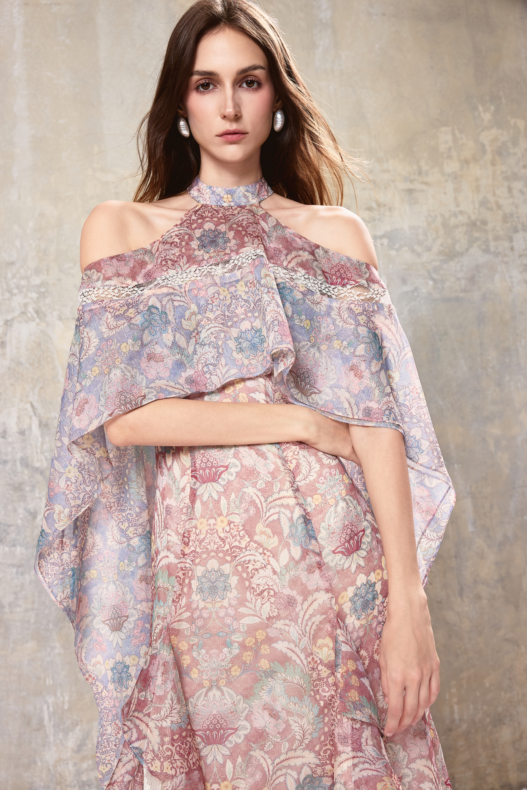 Baroque Halter Maxi Dress