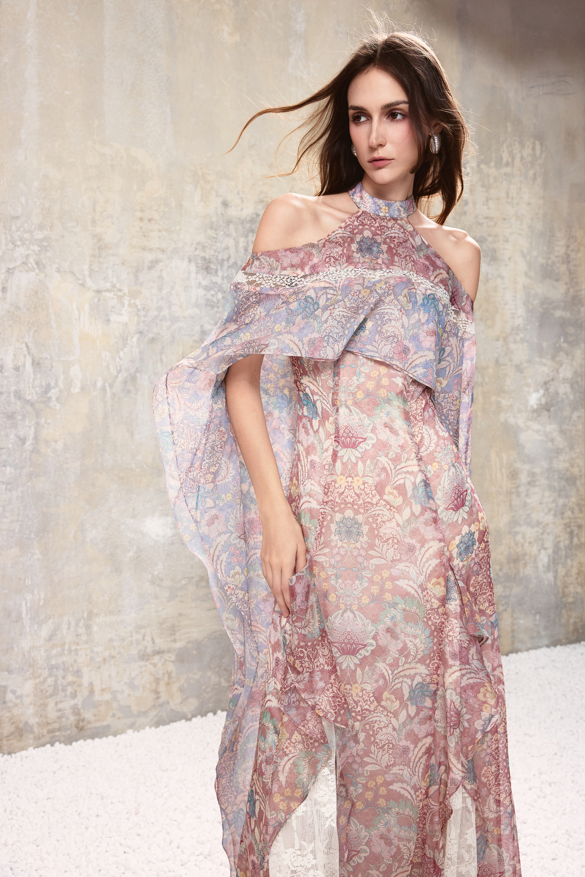 Baroque Halter Maxi Dress