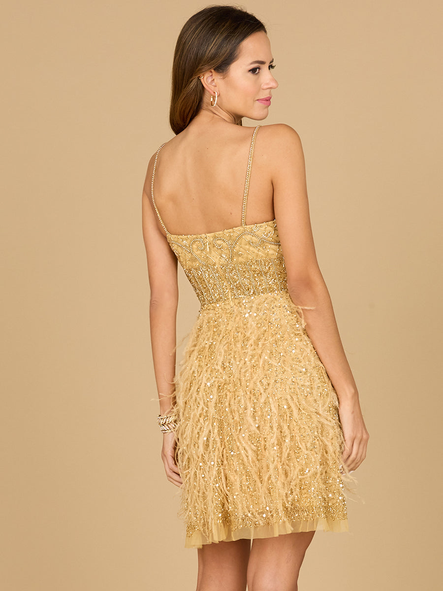 Beaded, Feather Cocktail Short 29016