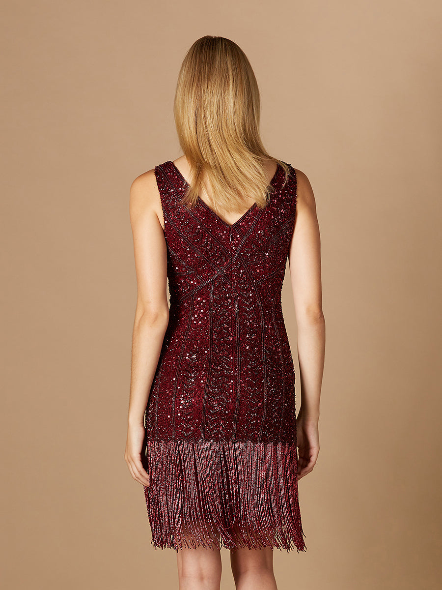 Beaded Fringe Cocktail Dress 29361