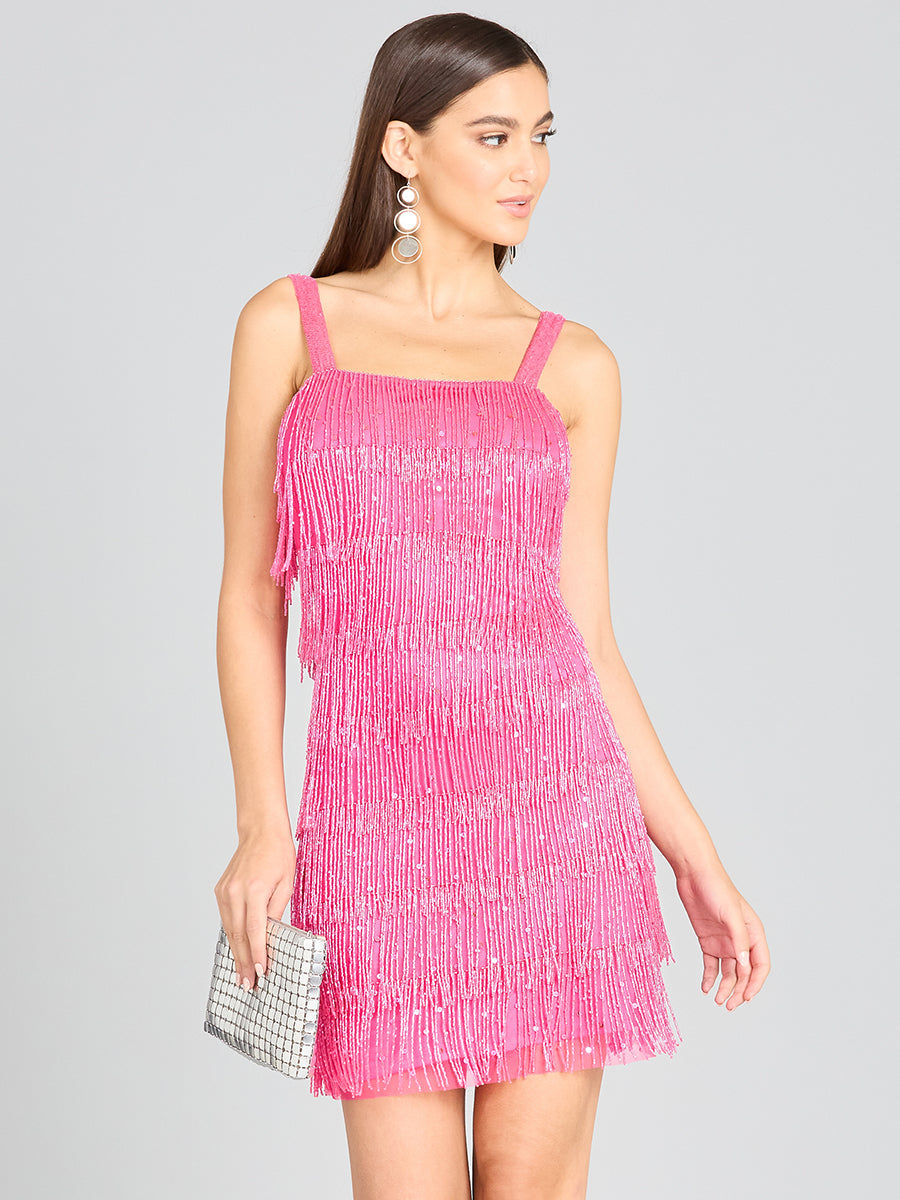 Beaded Fringe Cocktail Dress 29488