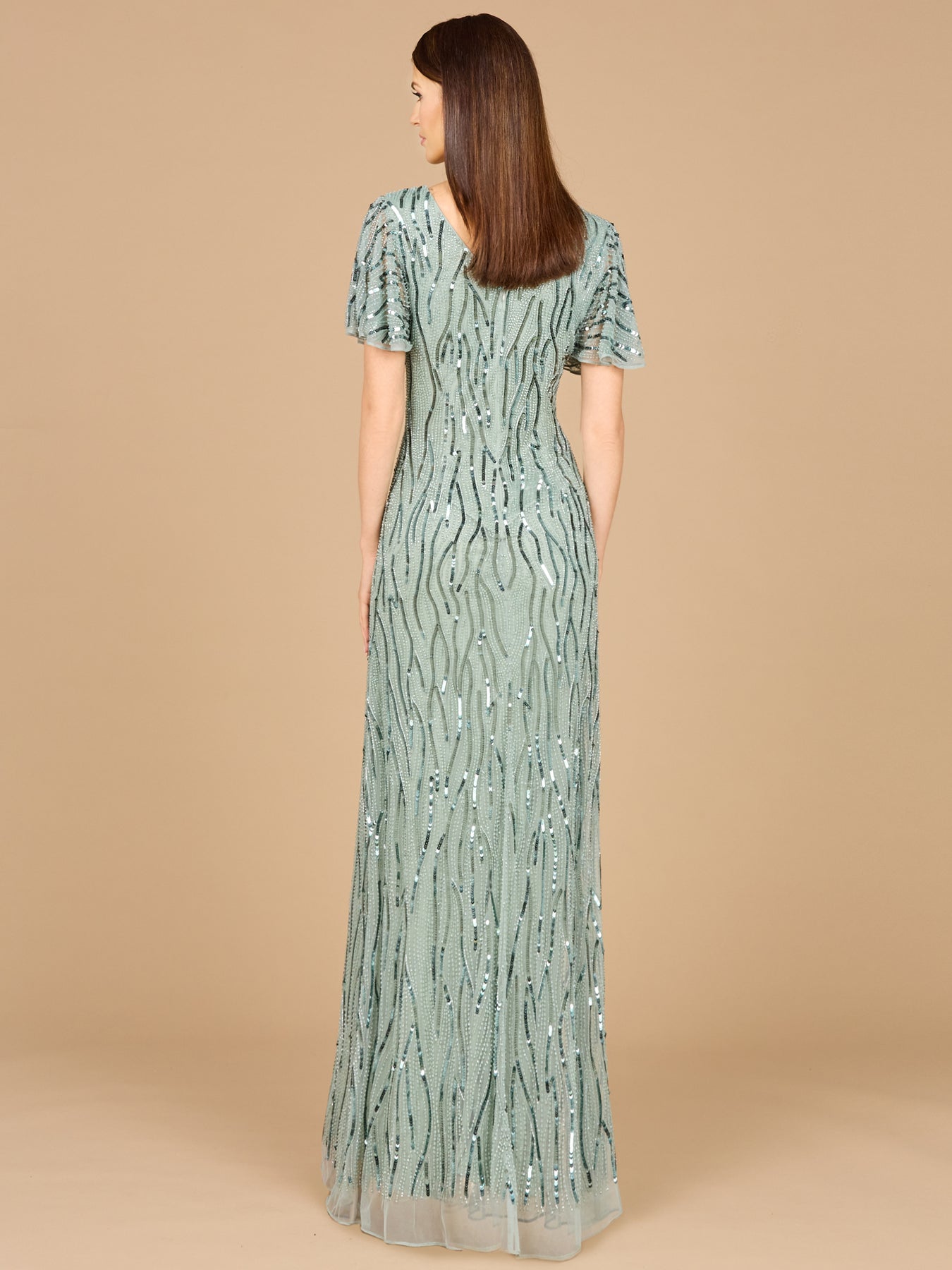 Beaded Gown With Cape Sleeves 29074
