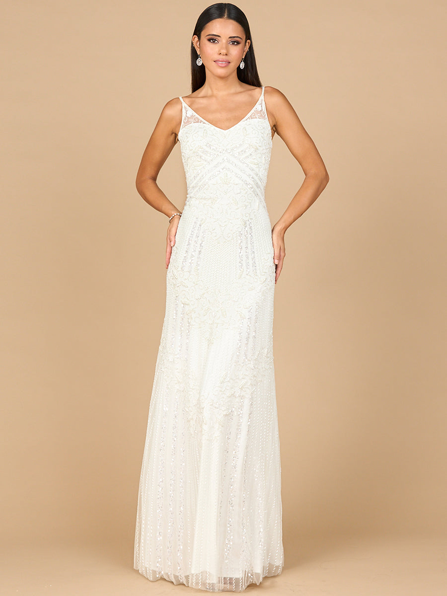 Beaded Gown with Cowl Back 51191
