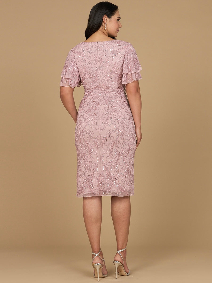 Beaded Midi Dress with Cape Sleeves 28973