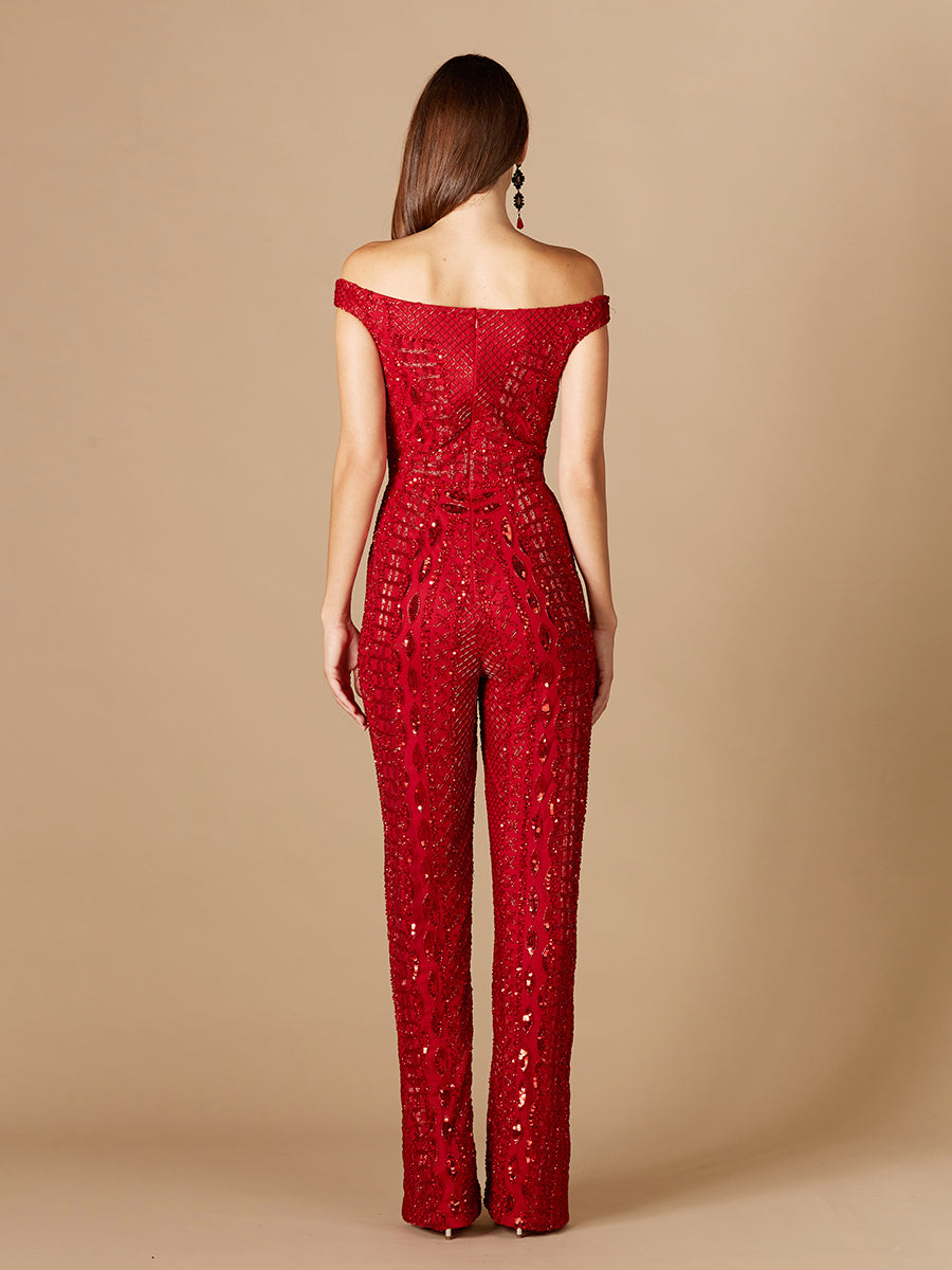 Beaded Off Shoulder Jumpsuit 29323