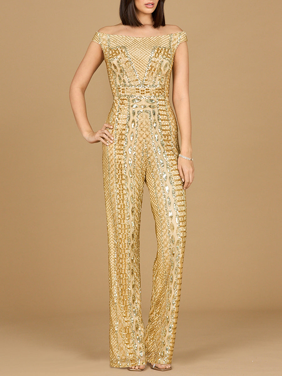 Beaded Off Shoulder Jumpsuit 29323