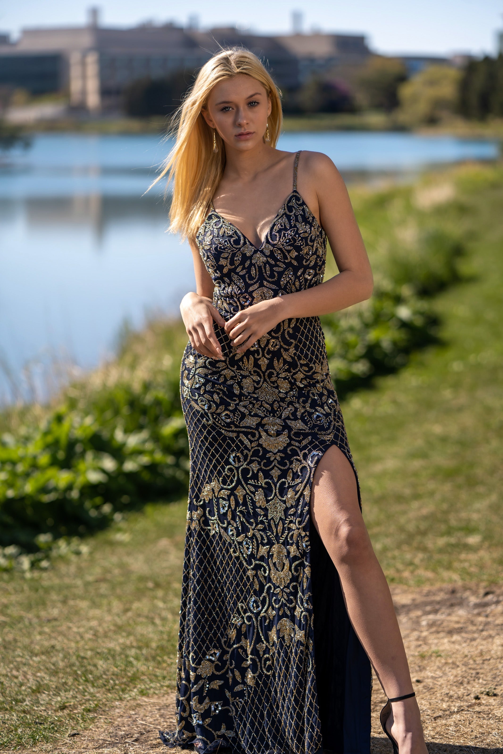 Beaded Tank Dress with Slit - OUTLET 29373