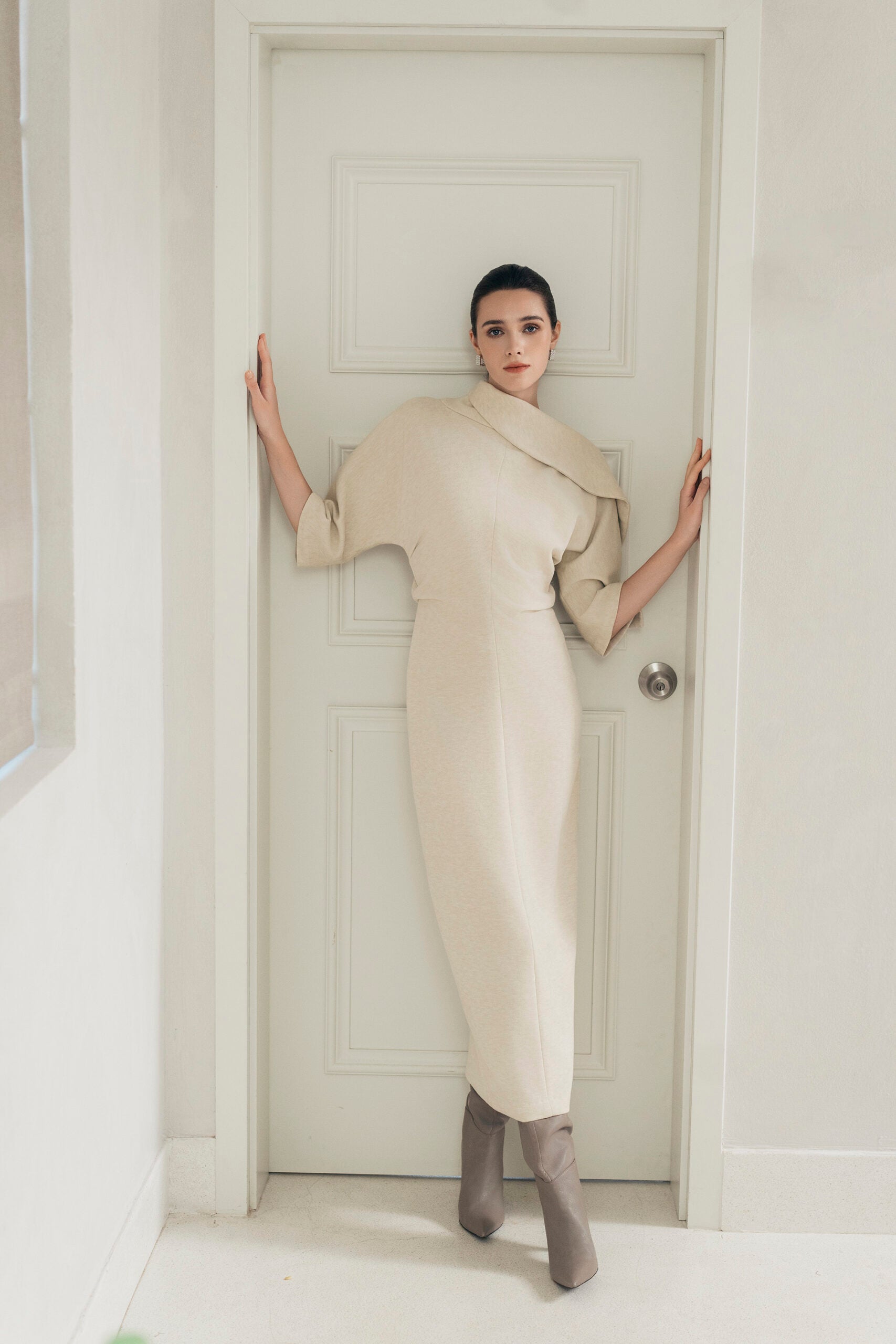 Beige Wrap Dress