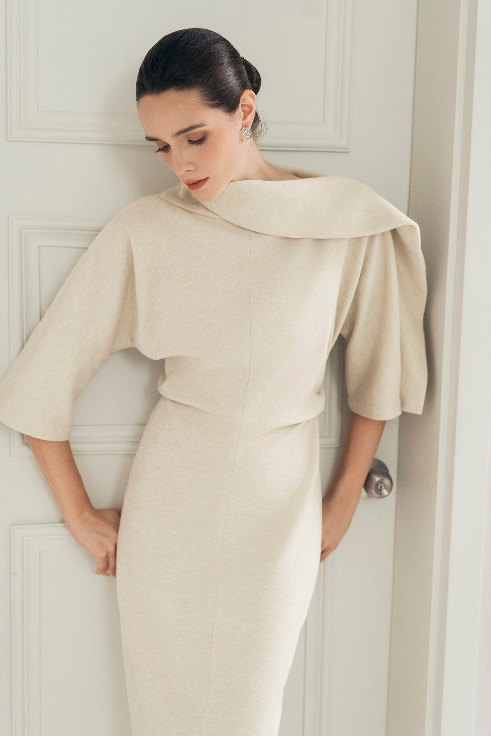 Beige Wrap Dress