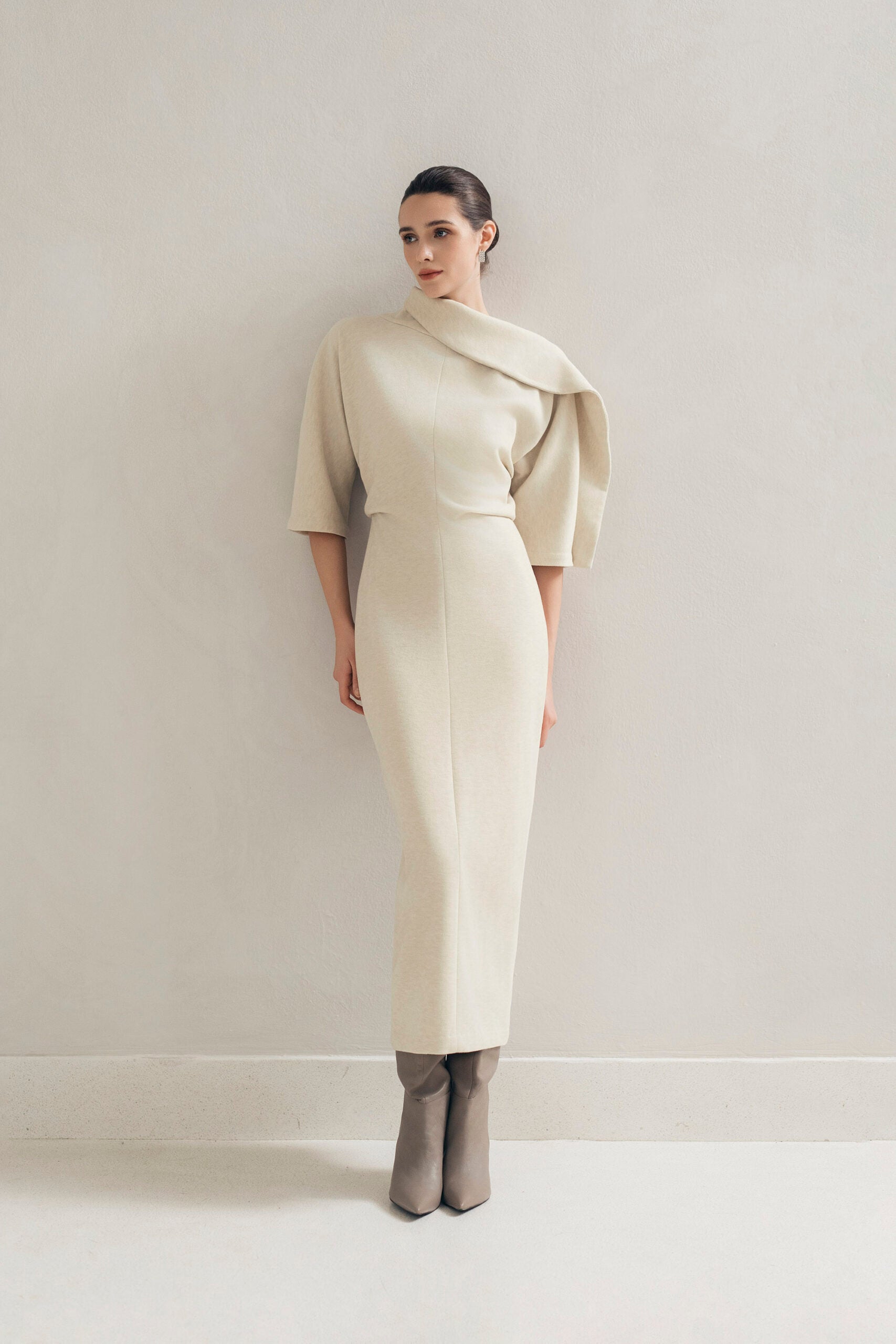 Beige Wrap Dress