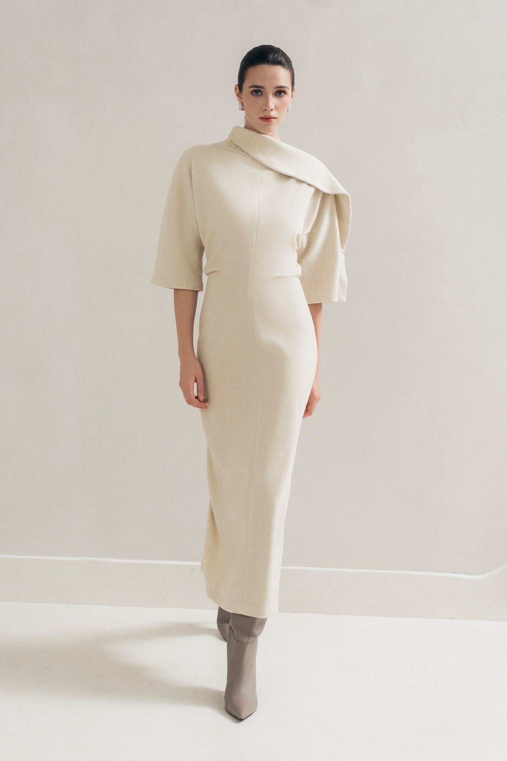 Beige Wrap Dress