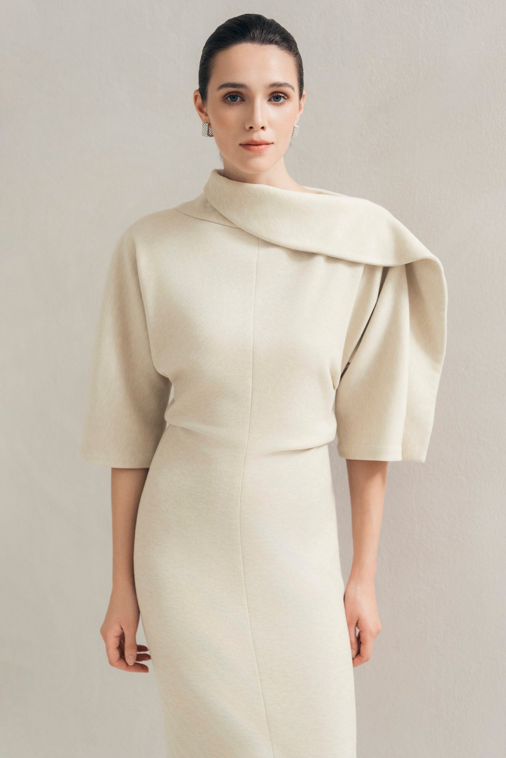 Beige Wrap Dress