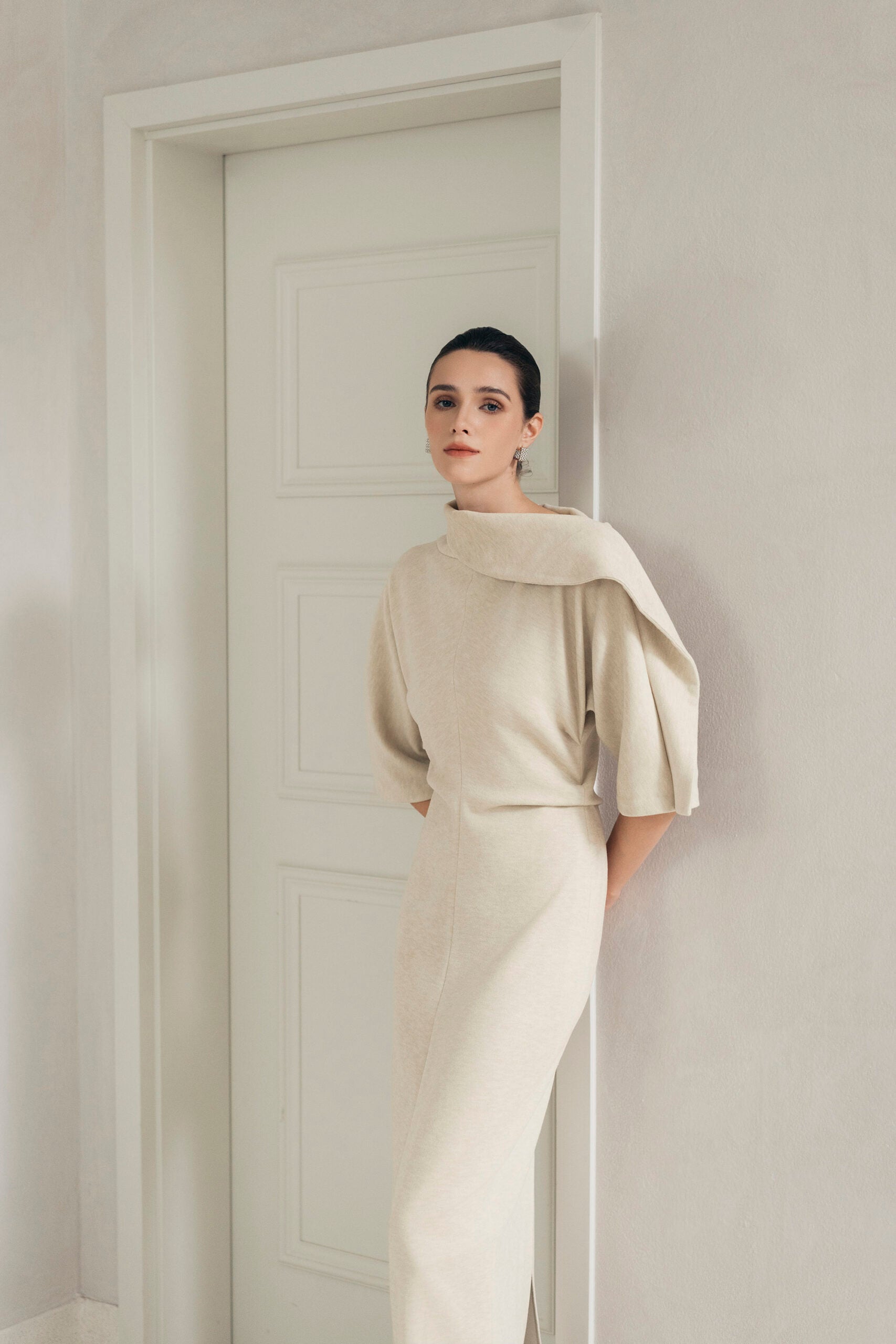 Beige Wrap Dress