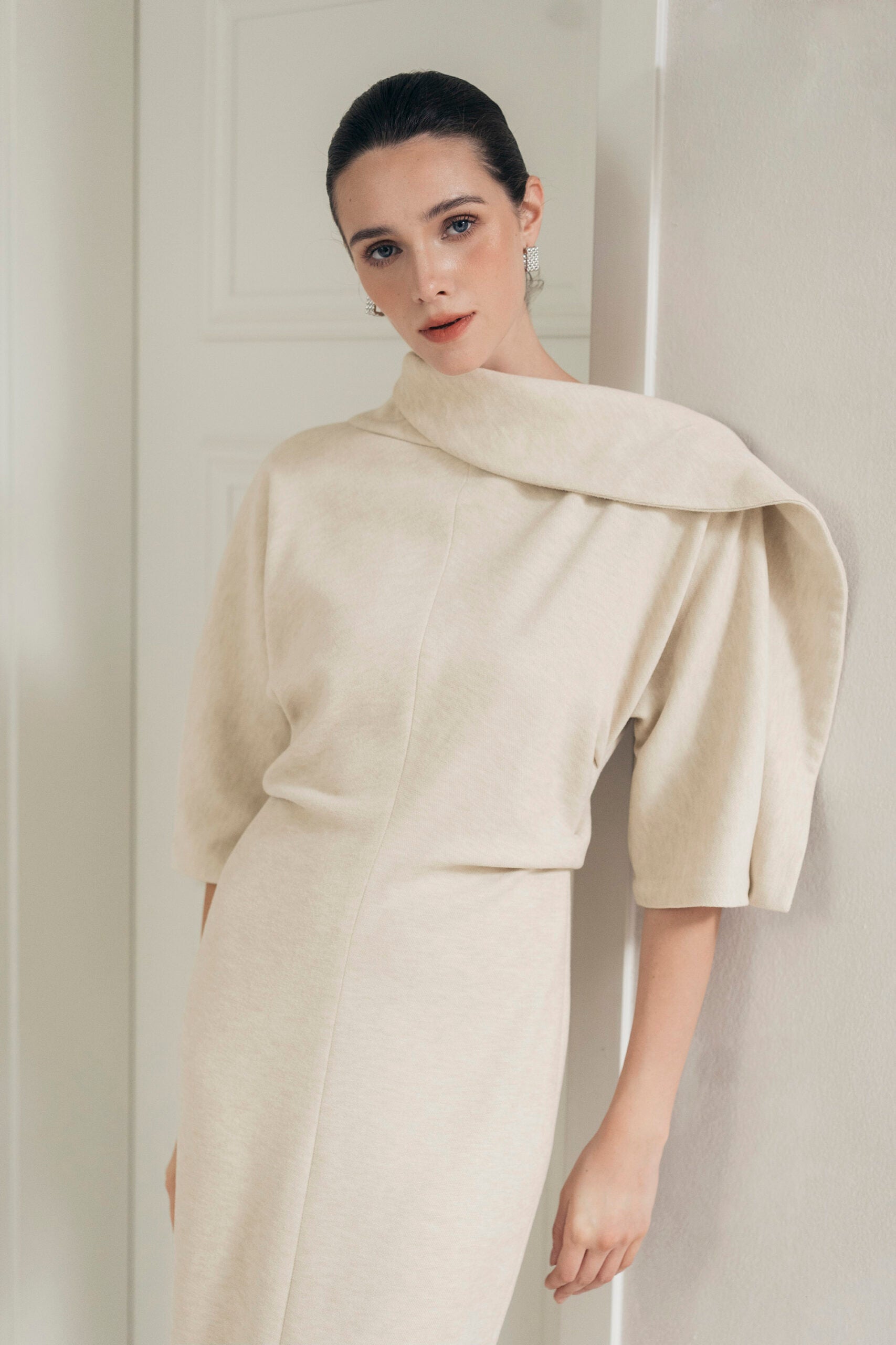 Beige Wrap Dress