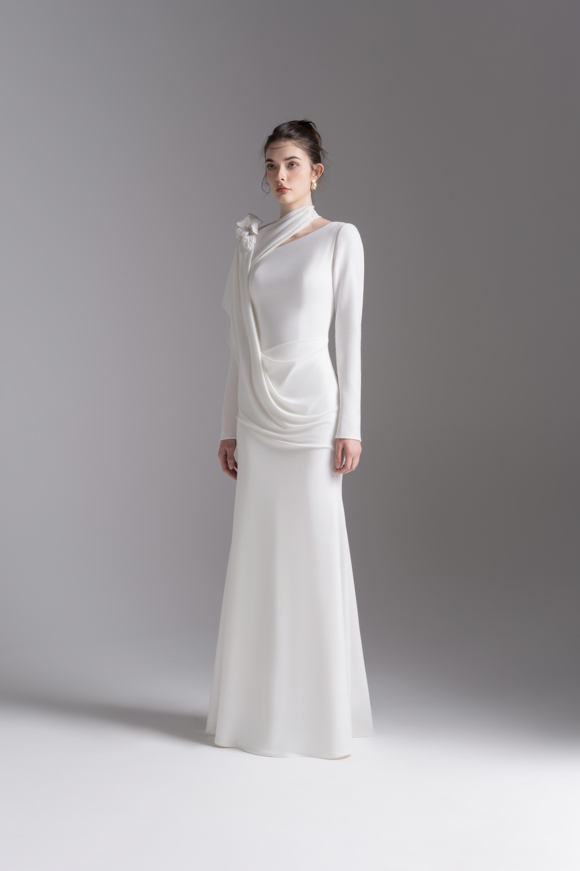 Bloom Asymmetry Dress in White