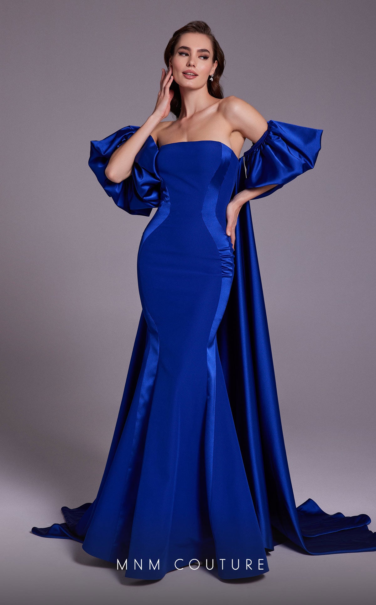 Blue Strapless Evening Gown N0526A