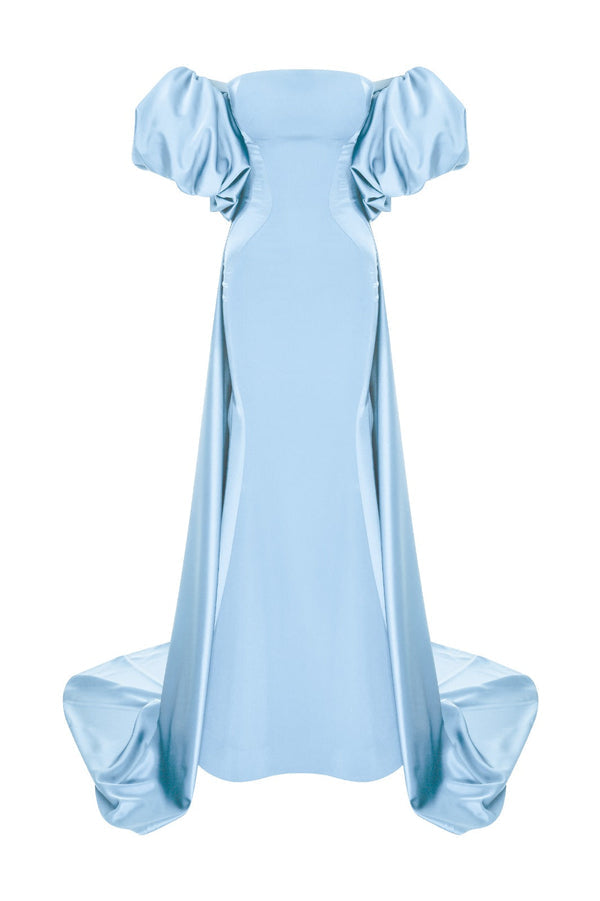 Blue Strapless Evening Gown N0526A