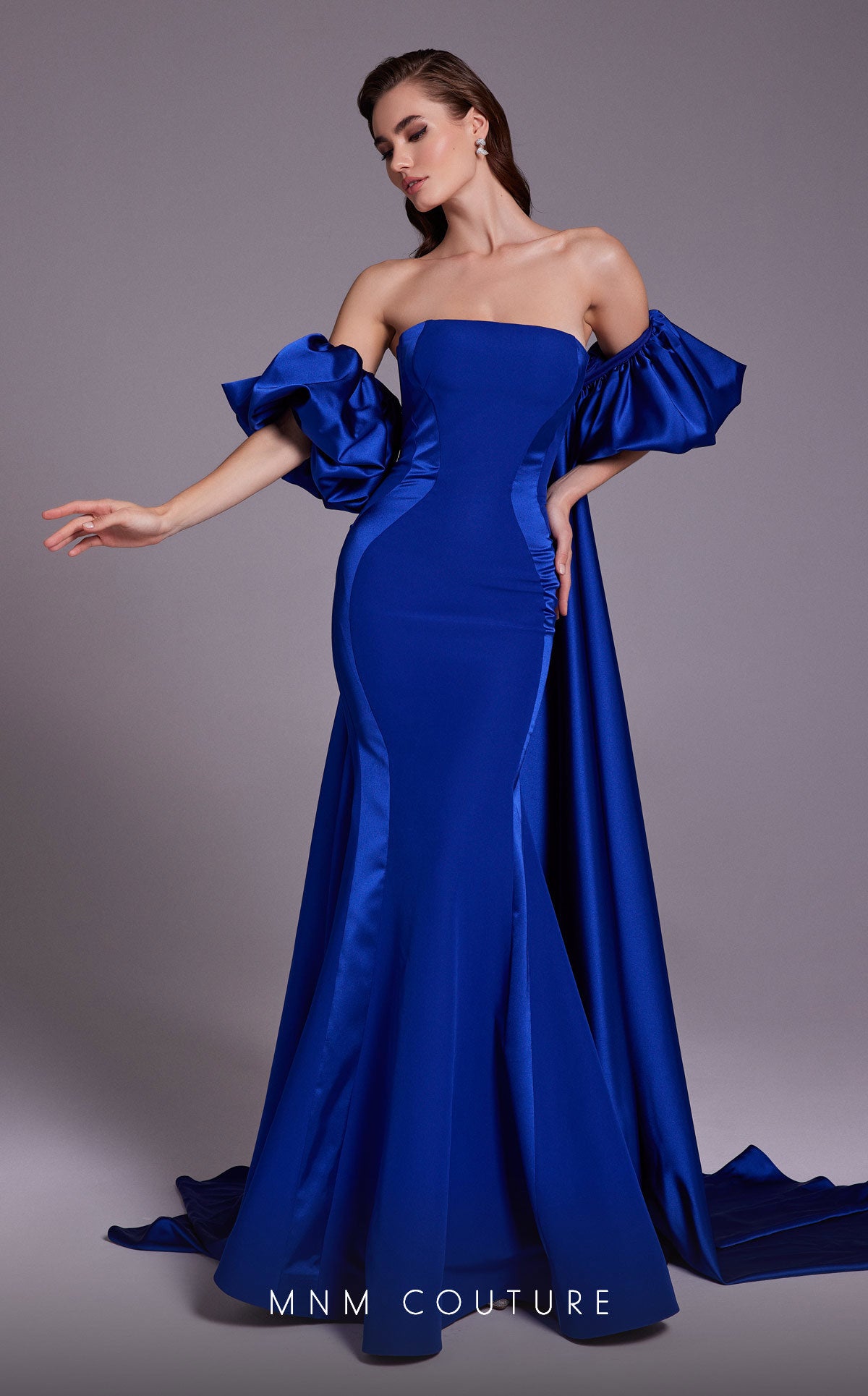 Blue Strapless Evening Gown N0526A
